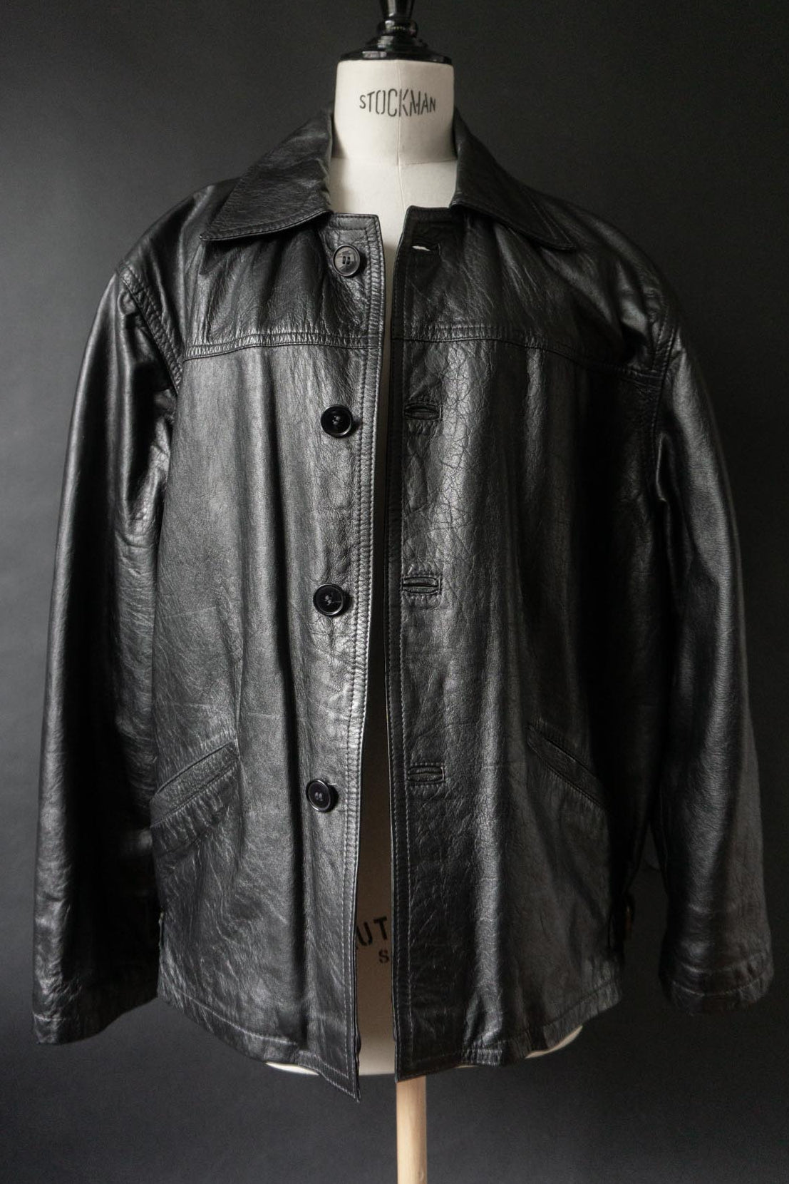 Vintage 80s Lederjacke, Schwarz, S–M