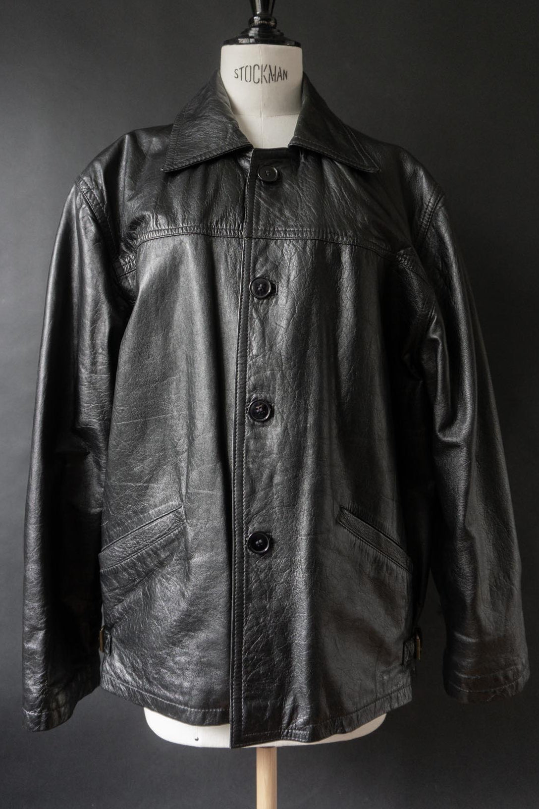 Vintage 80s Lederjacke, Schwarz, S–M