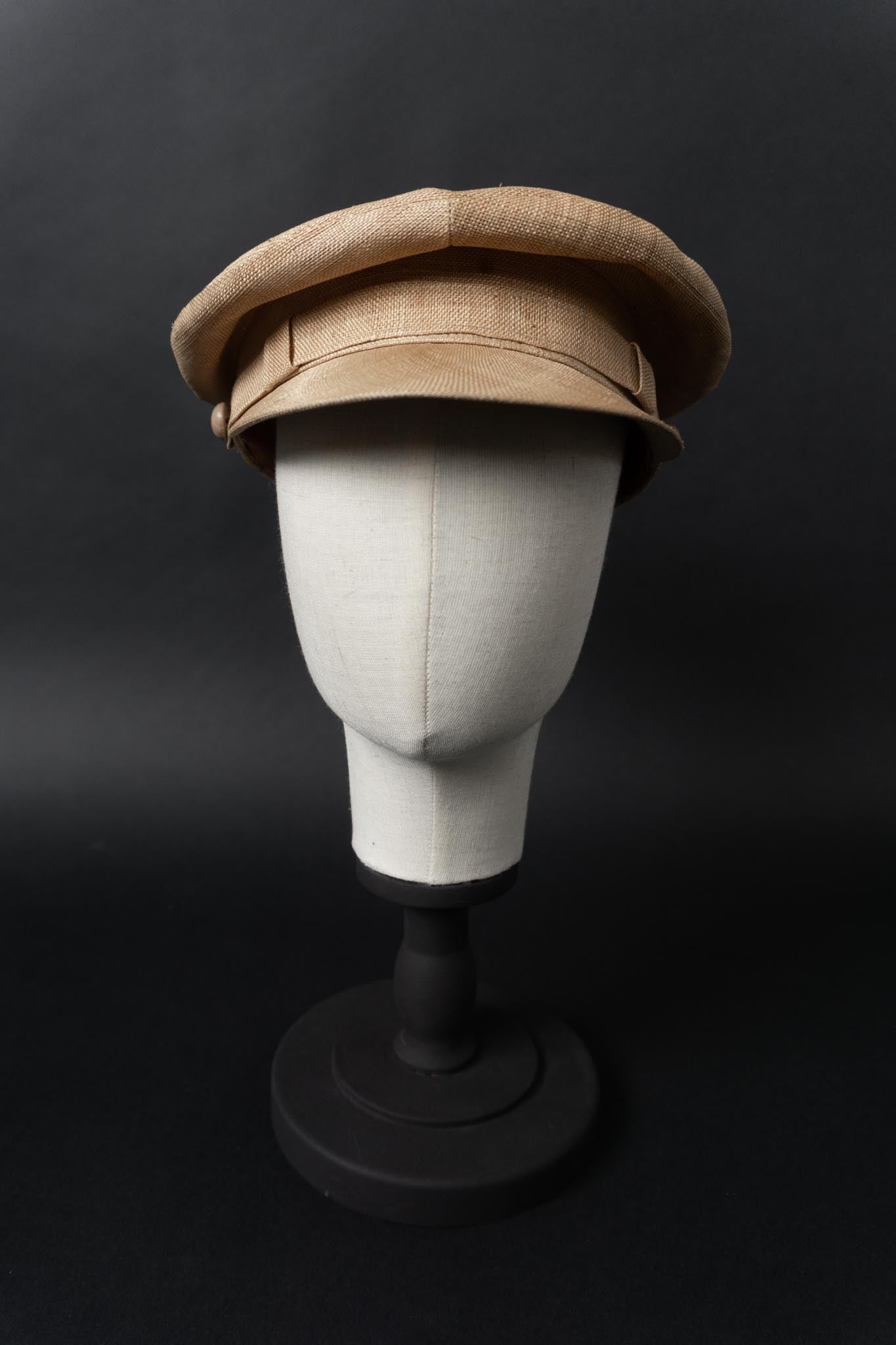 Vintage Leinen Schiffermütze in Naturbeige – zeitlose Baker Boy Cap