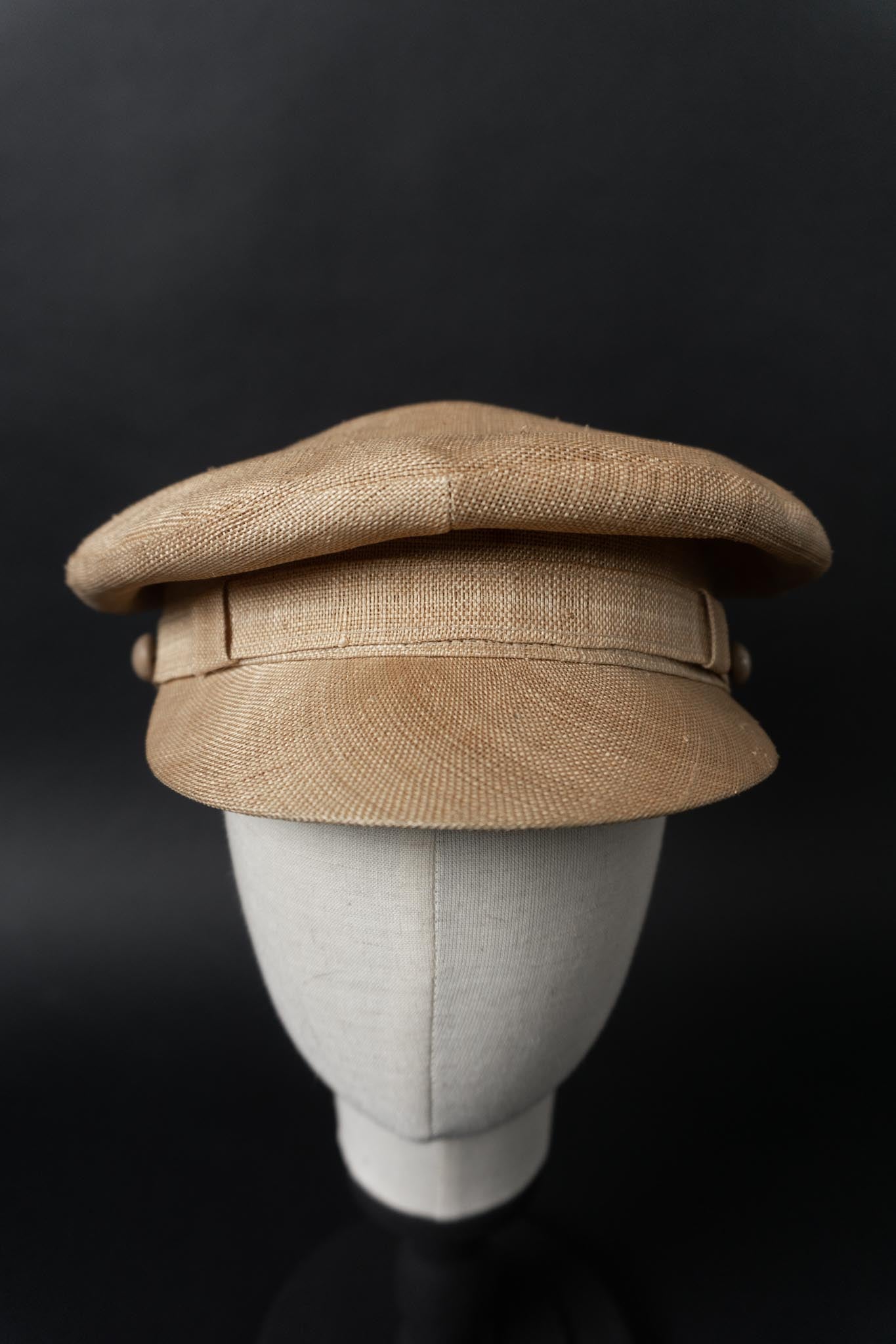Vintage Leinen Schiffermütze in Naturbeige – zeitlose Baker Boy Cap
