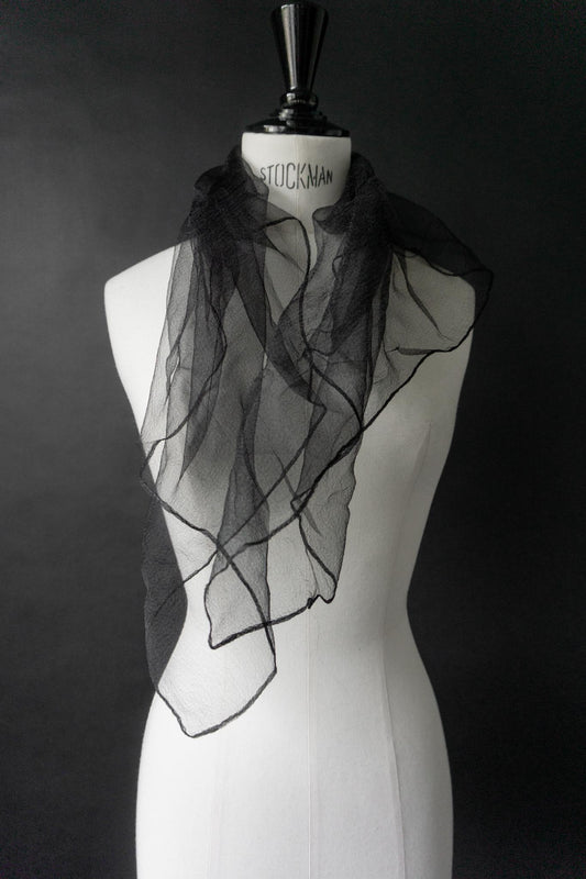 Transparentes schwarzes Vintage Chiffon-Tuch