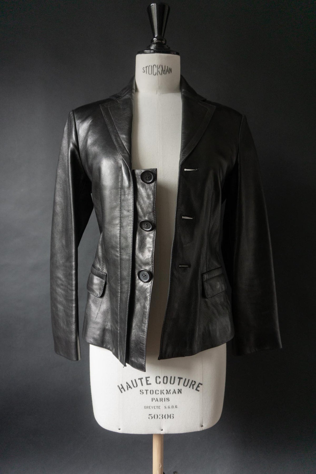 Vintage PRADA Lederjacke, 1999, Schwarz, XS–S