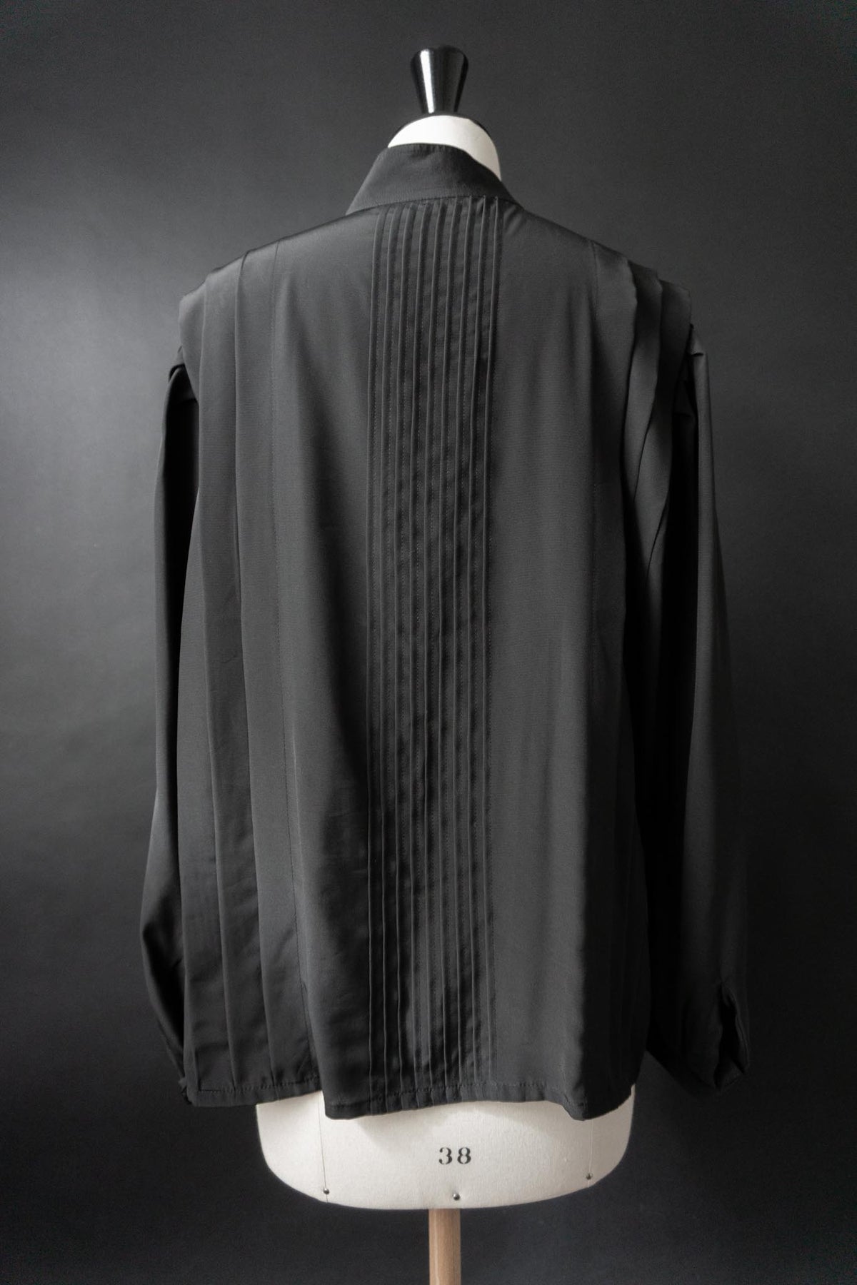 Vintage 80s Vampy Bluse, Plisseefalten, M–XL