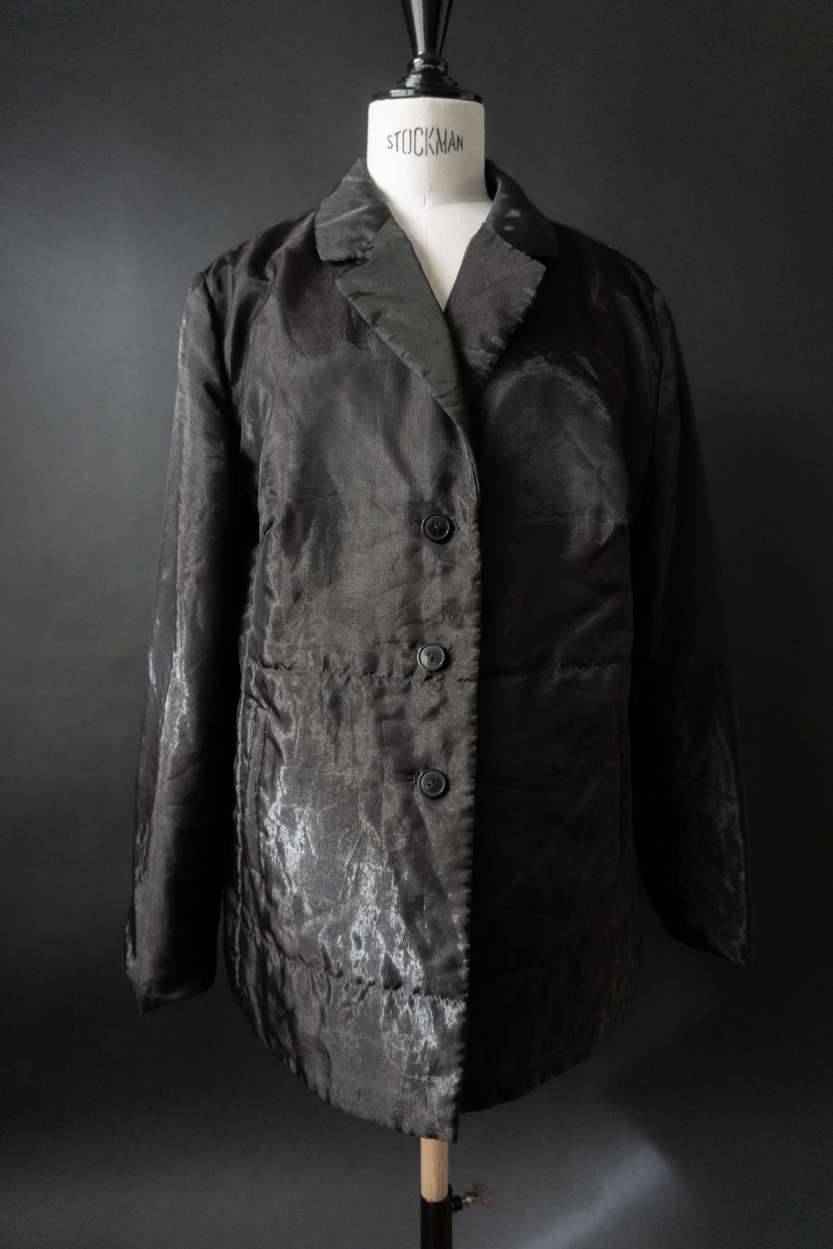 Vintage Organza Blazer, Schwarz, M–L