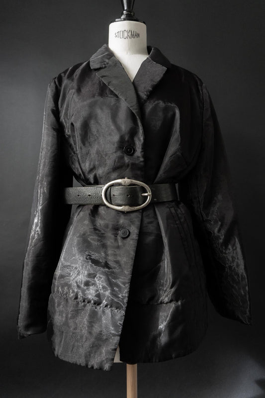 Vintage Organza Blazer, Schwarz, M–L