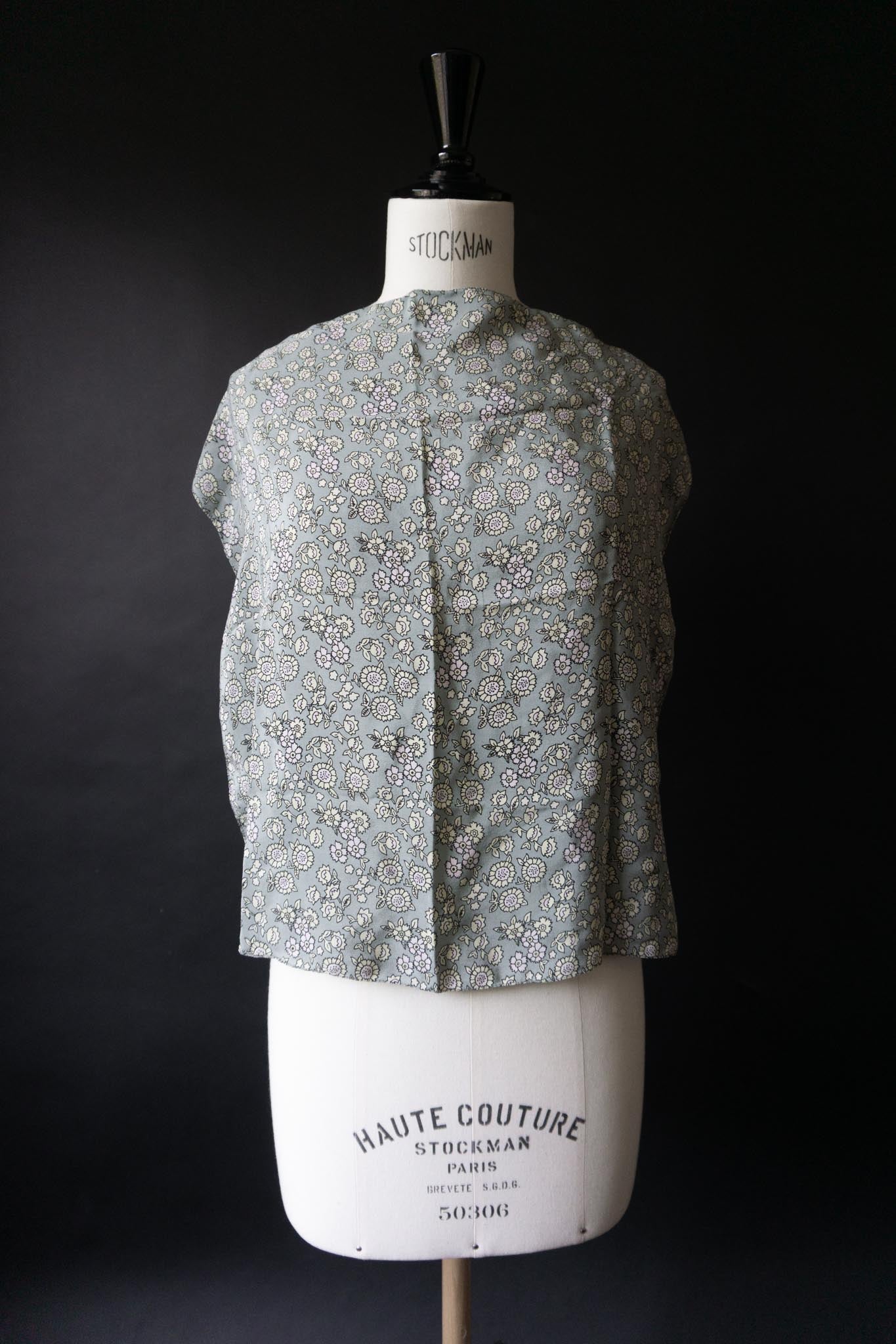 Vintage Seidenhalstuch mit floralem Print in Mintgrün