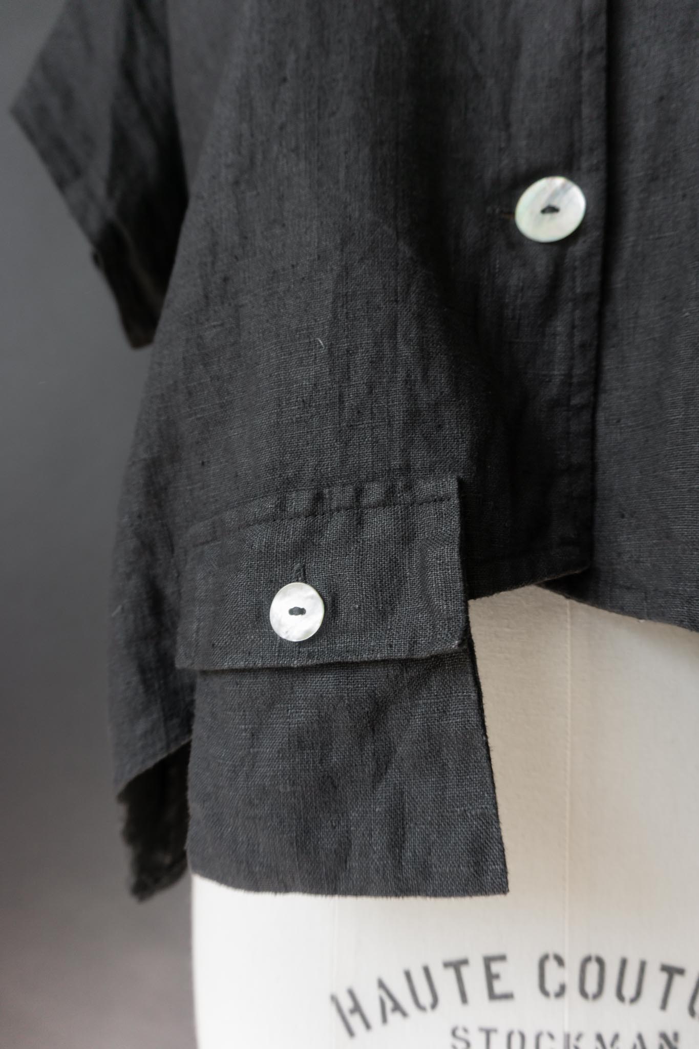 Vintage Avantgarde-Leinenbluse Asymmetrie, M–L
