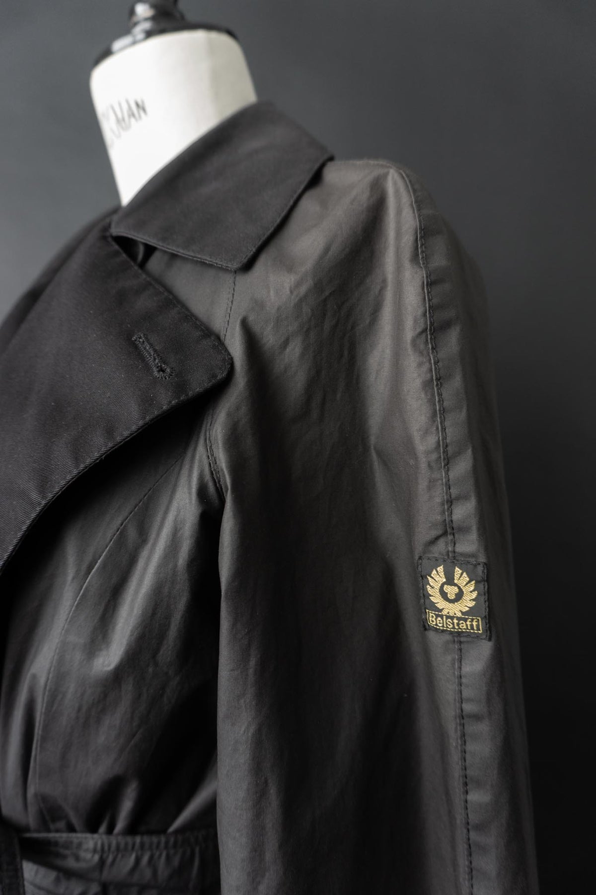 Vintage Belstaff Wachsmantel, Schwarz, S–M