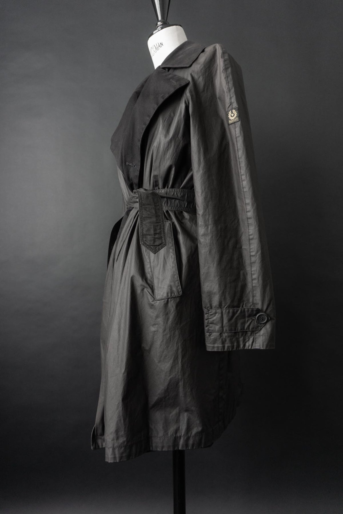Vintage Belstaff Wachsmantel, Schwarz, S–M