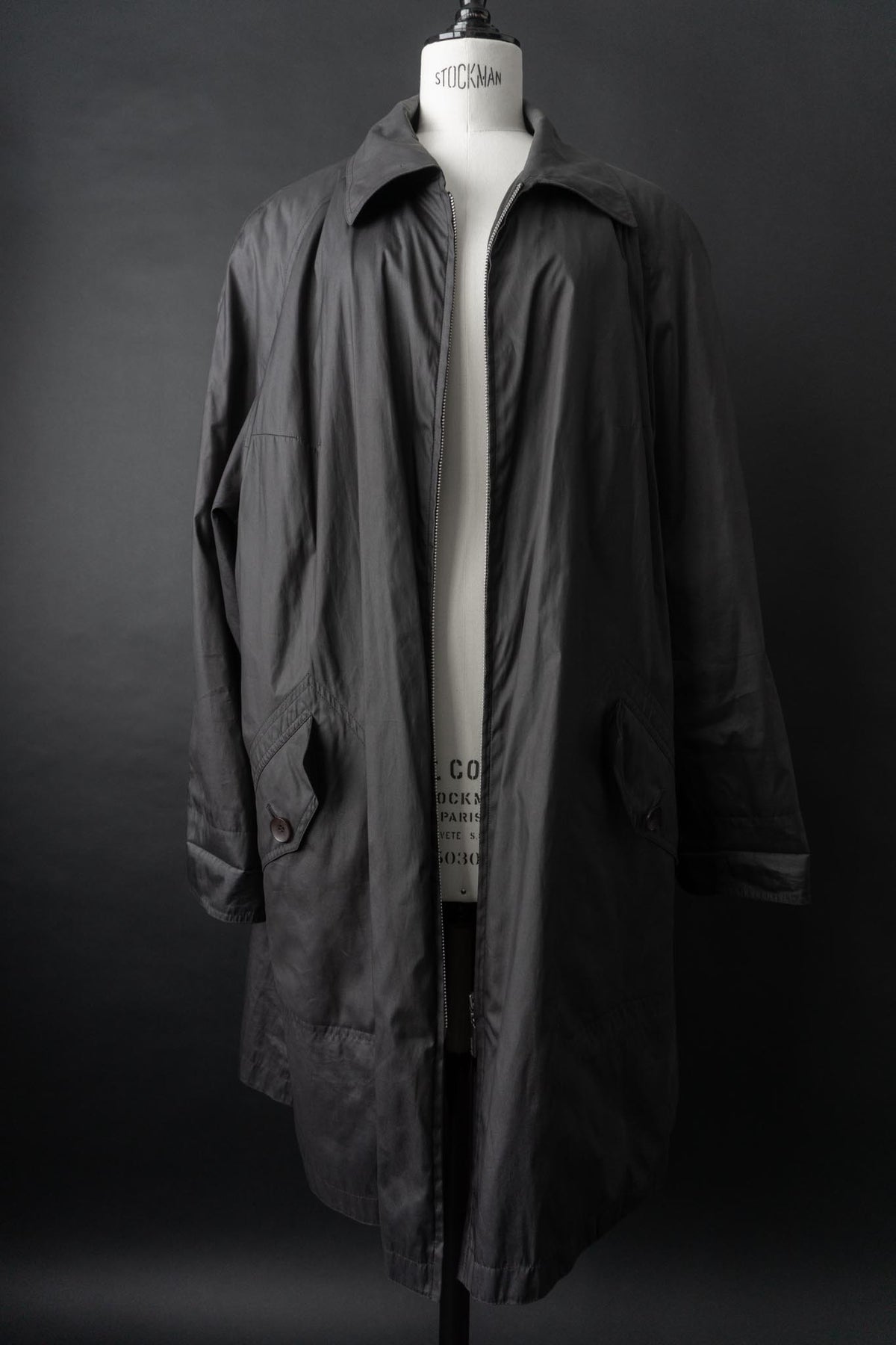 Vintage Übergangsmantel in A-Linie mit Zipper, M–L