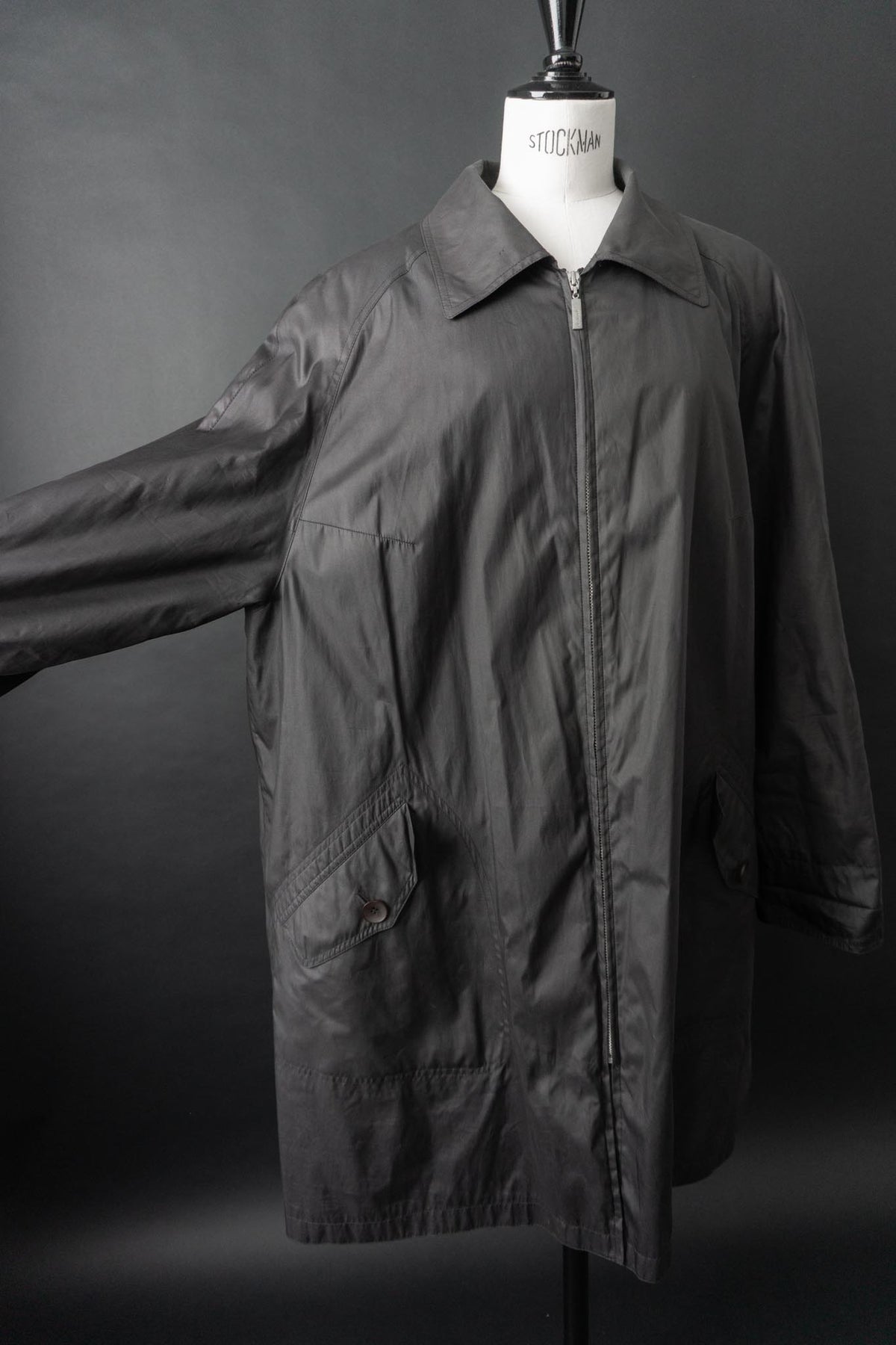 Vintage Übergangsmantel in A-Linie mit Zipper, M–L