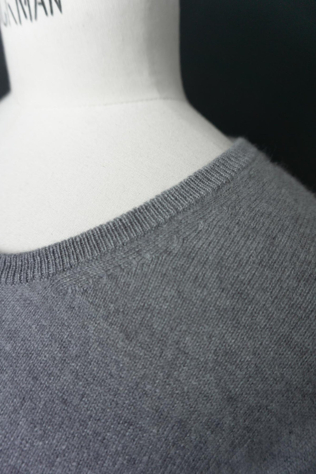 Vintage 90s Kaschmir Pullover, Stahlgrau, M-L