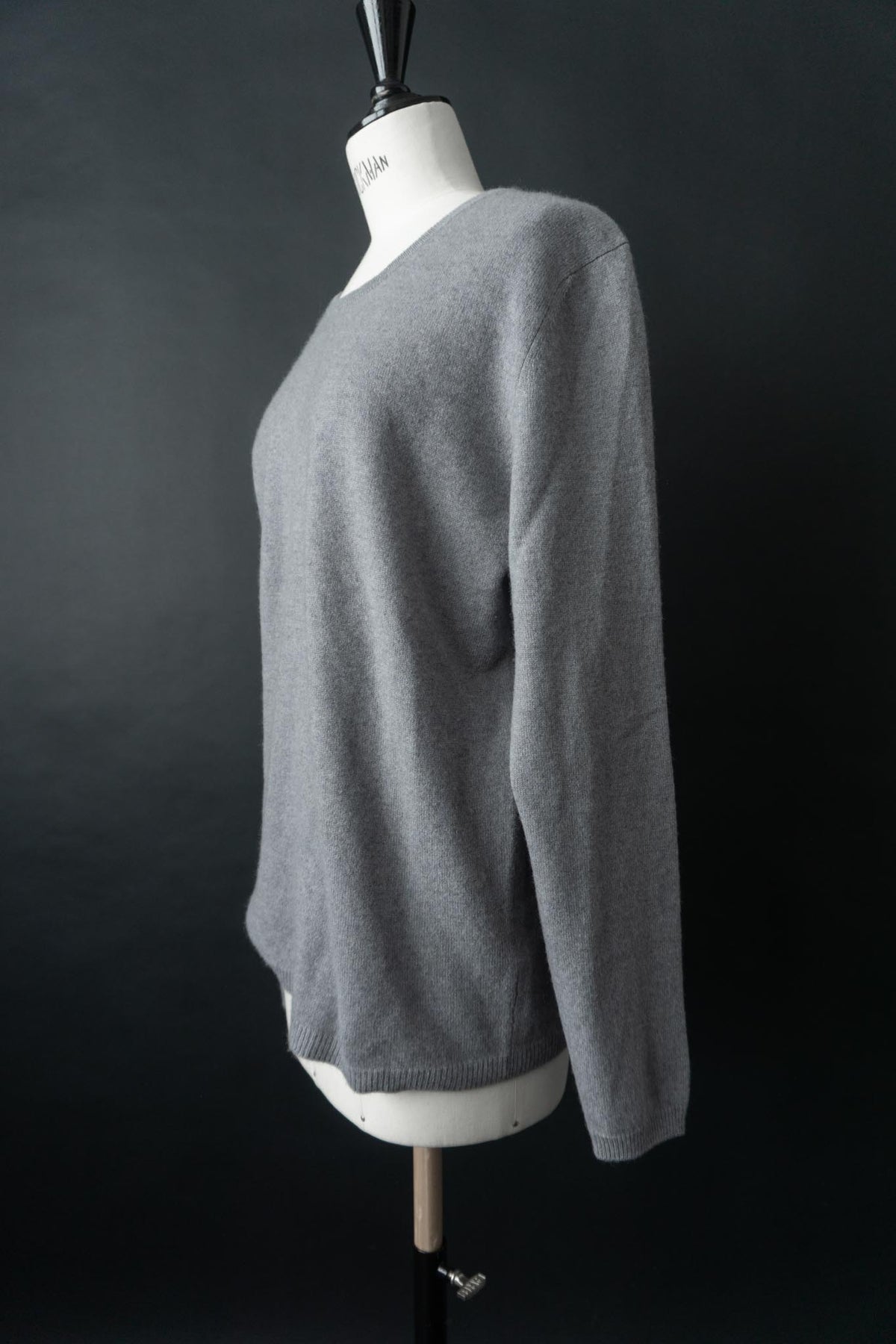 Vintage 90s Kaschmir Pullover, Stahlgrau, M-L