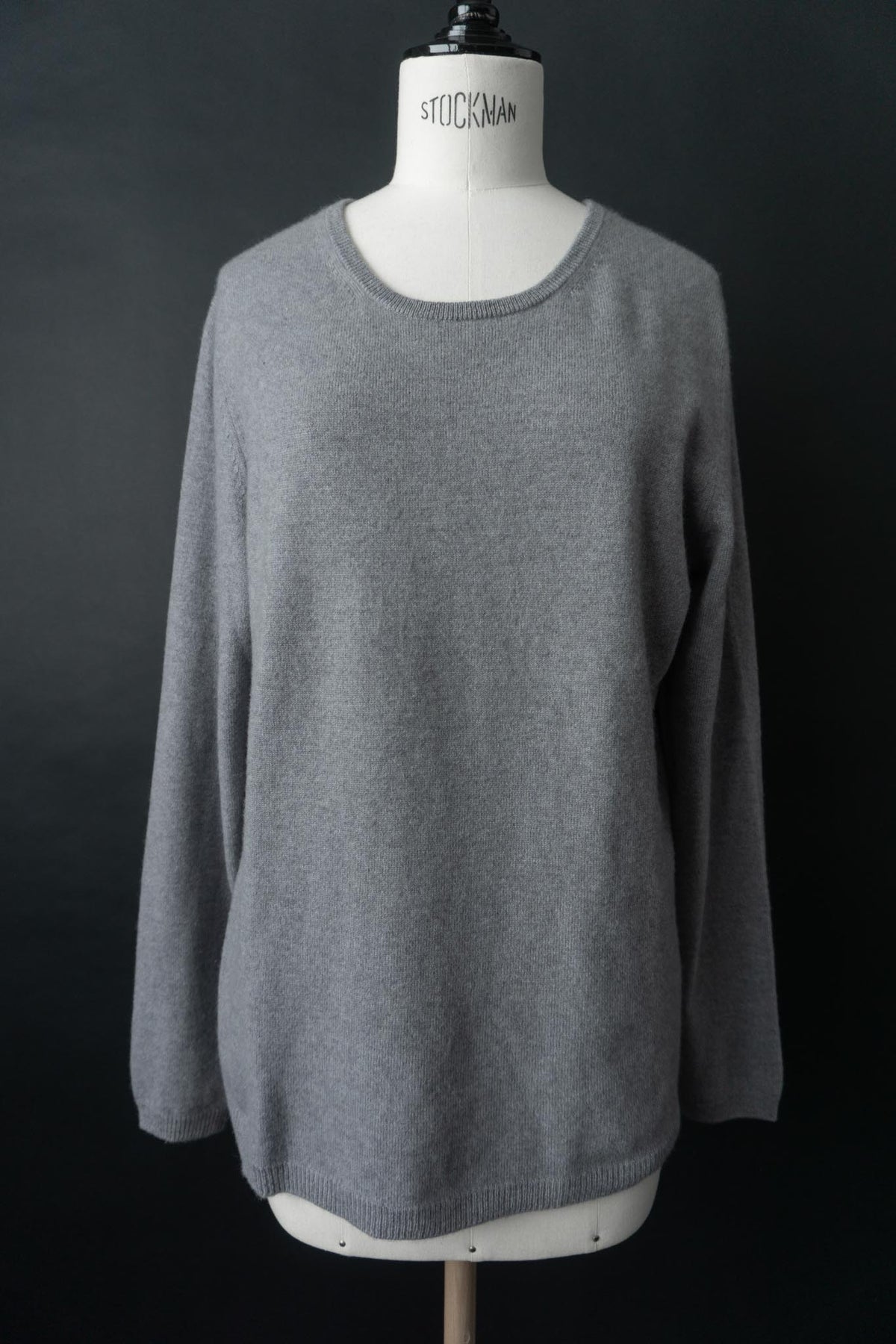 Vintage 90s Kaschmir Pullover, Stahlgrau, M-L