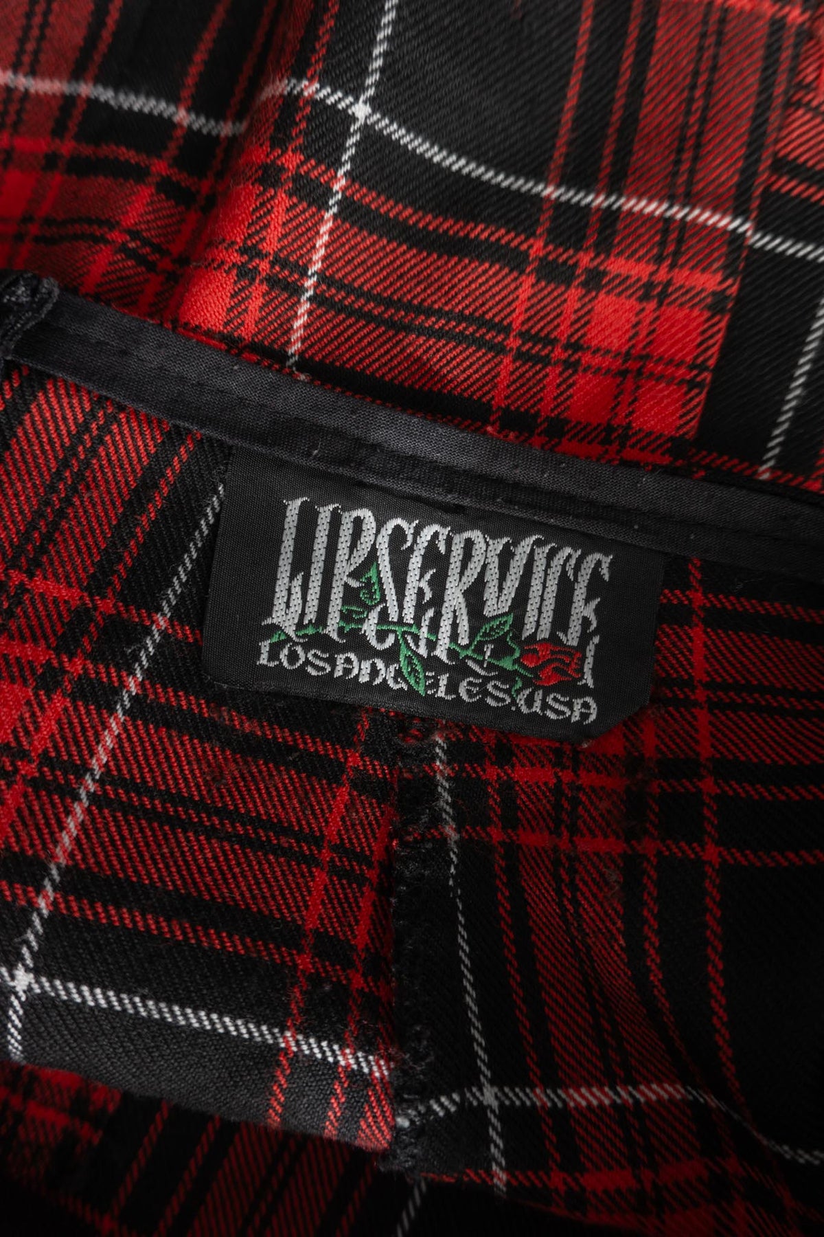 Lips Service Tartan Minirock mit Schnürdetails im Punk Stil, S–M