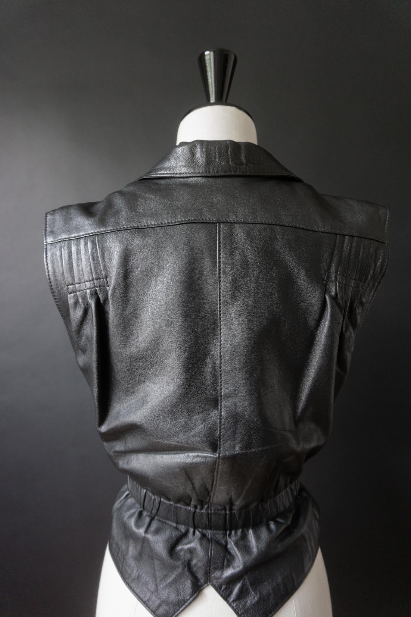 Vintage 80s Premium Lederweste, S–M