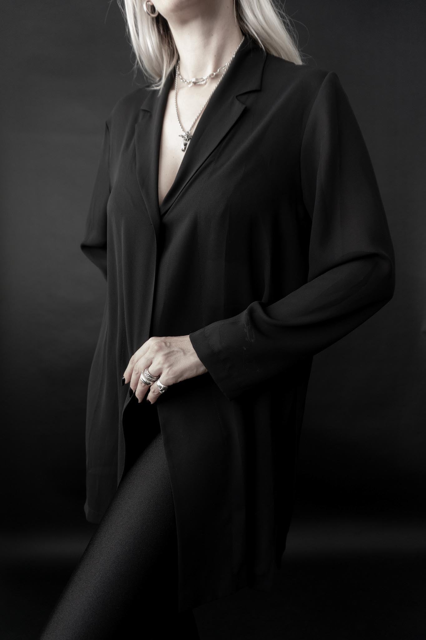Vintage La Perla Longbluse, Luxury Layering Piece, S–M