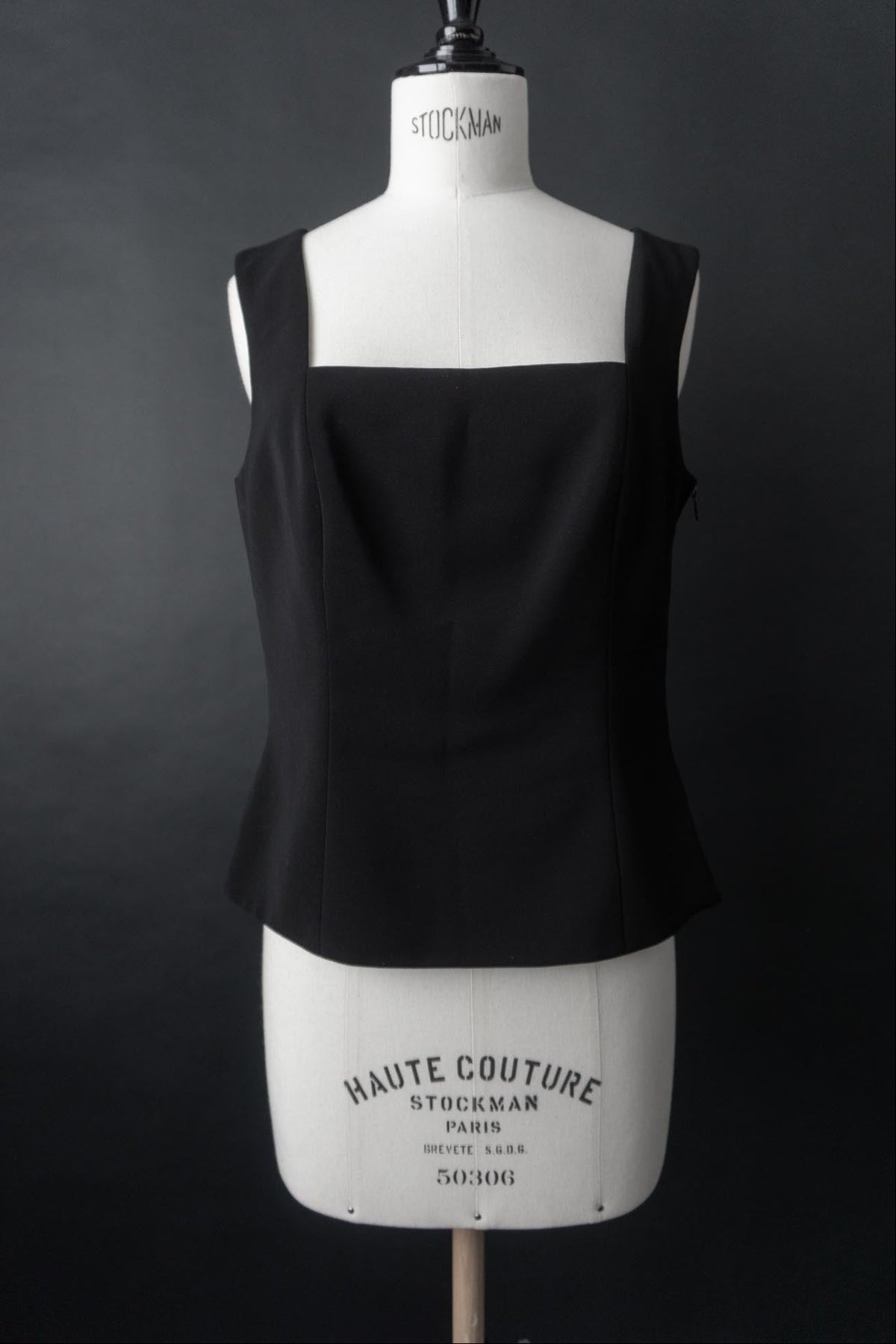 Vintage 90s Top mit Karree Ausschnitt, Schwarz, S–M