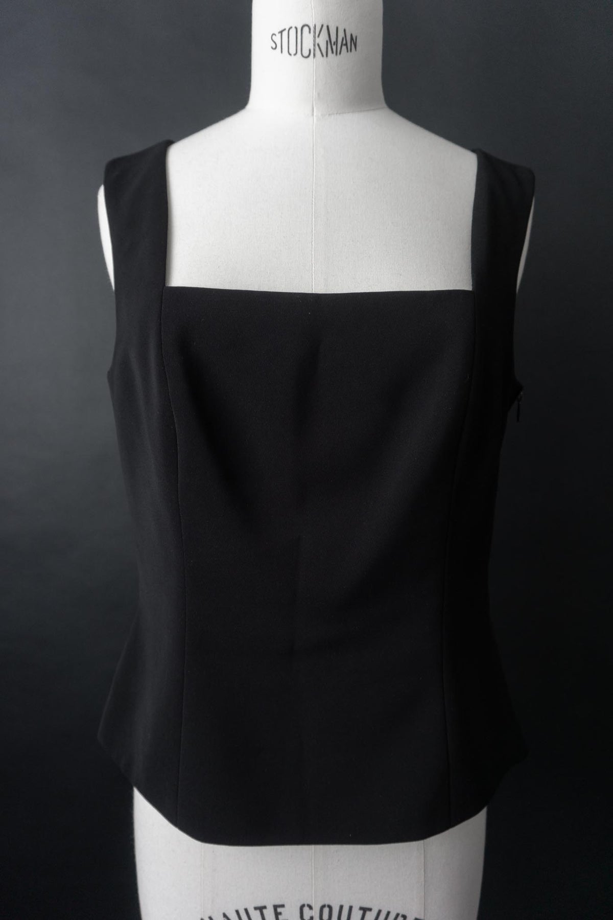 Vintage 90s Top mit Karree Ausschnitt, Schwarz, S–M
