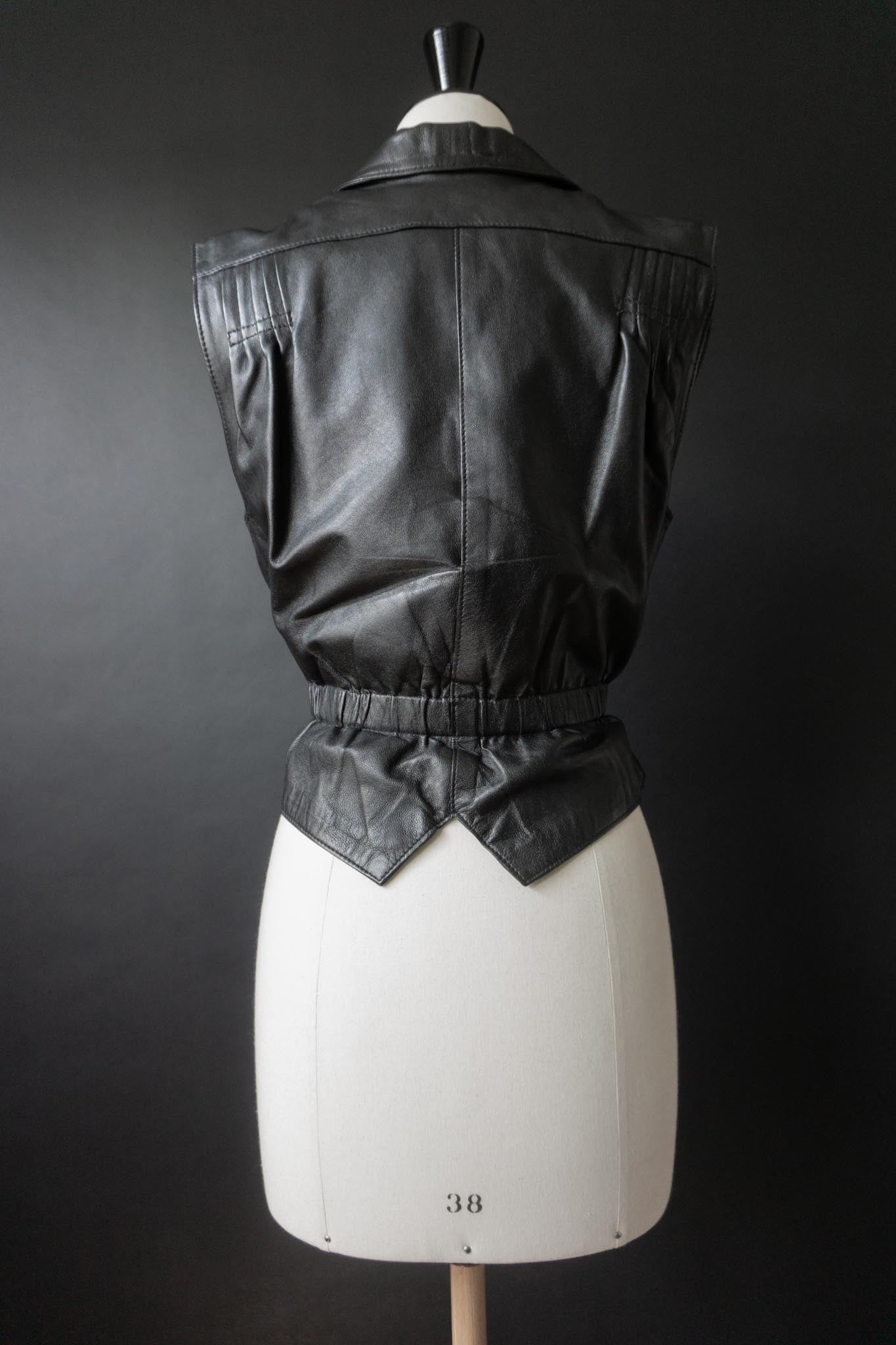 Vintage 80s Premium Lederweste, S–M