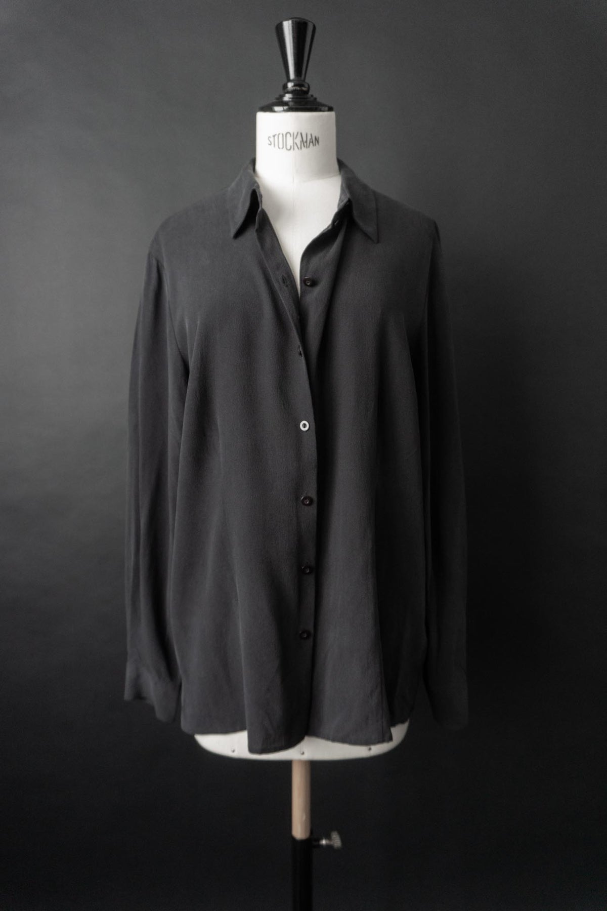 Vintage 90s Bluse Seide, Schwarz, M–L