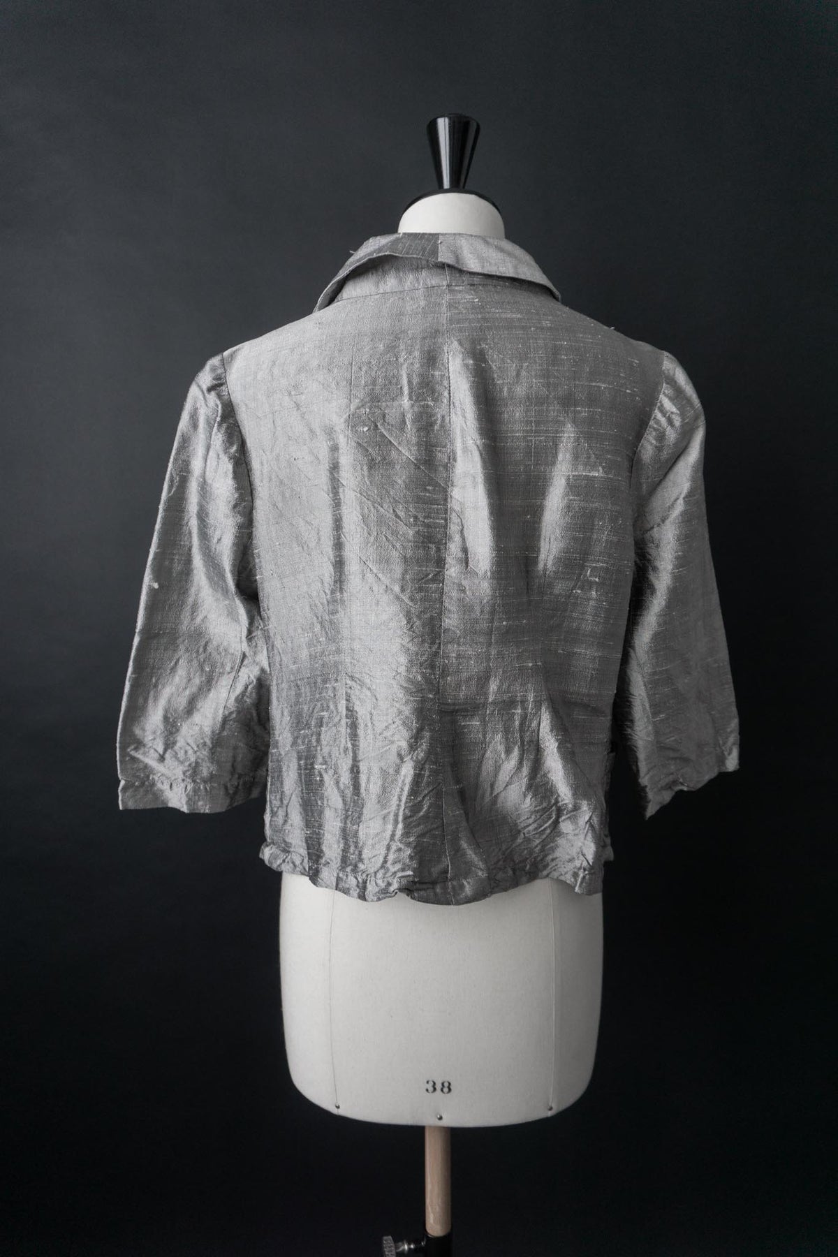 Vintage Bluse, Wildseide, Silber, S–M