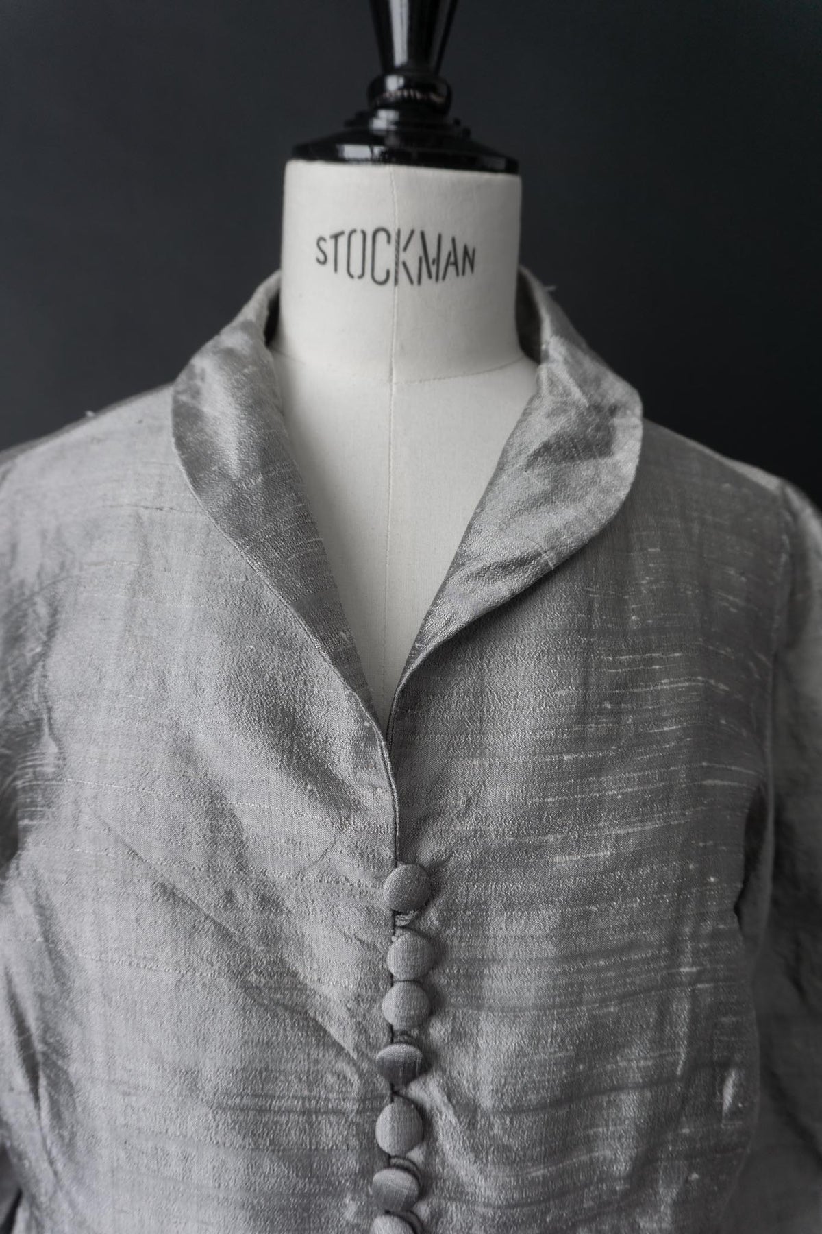Vintage Bluse, Wildseide, Silber, S–M