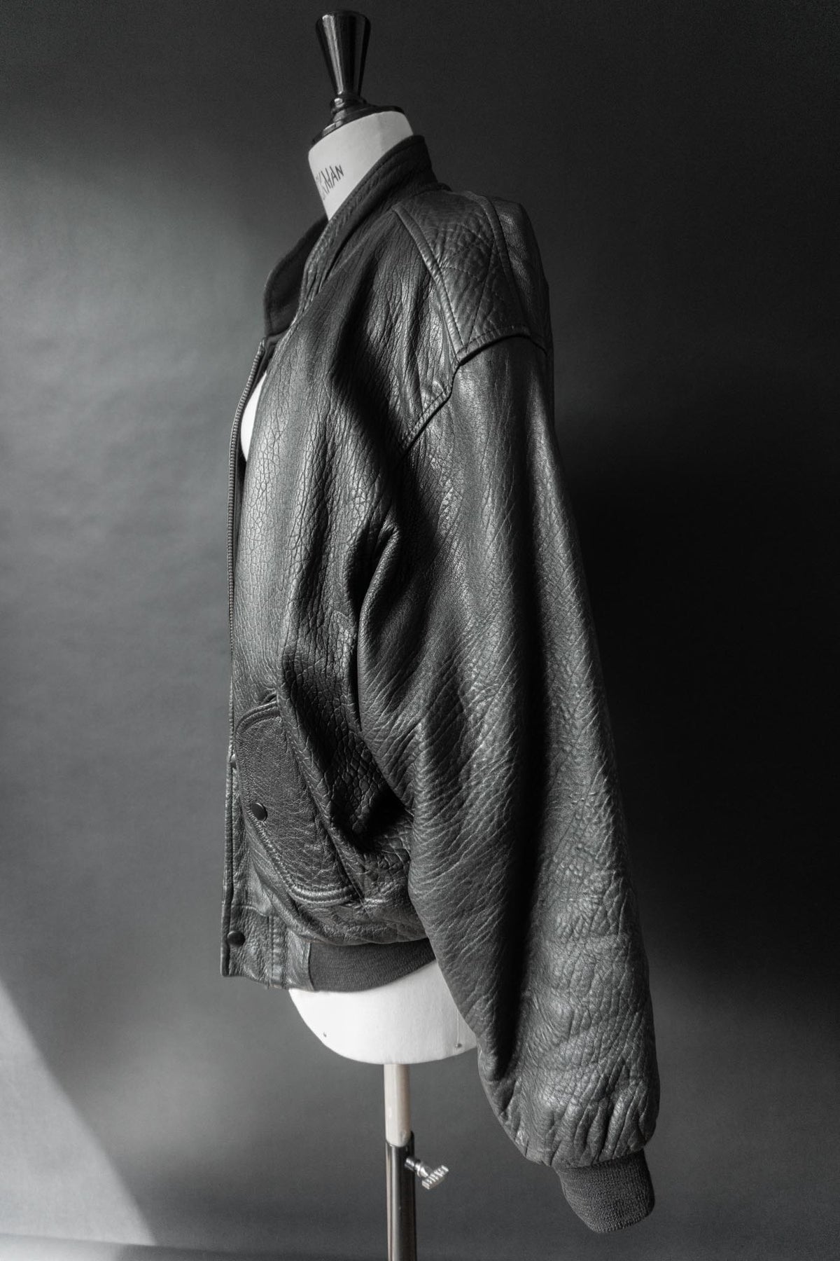 Vintage 80s Bomber Lederjacke, grained Leder, M–L