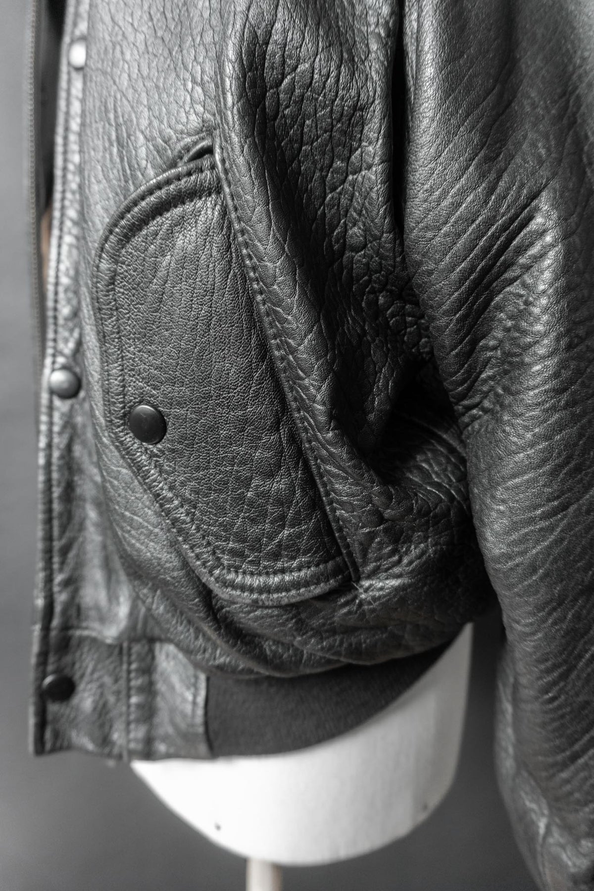 Vintage 80s Bomber Lederjacke, grained Leder, M–L