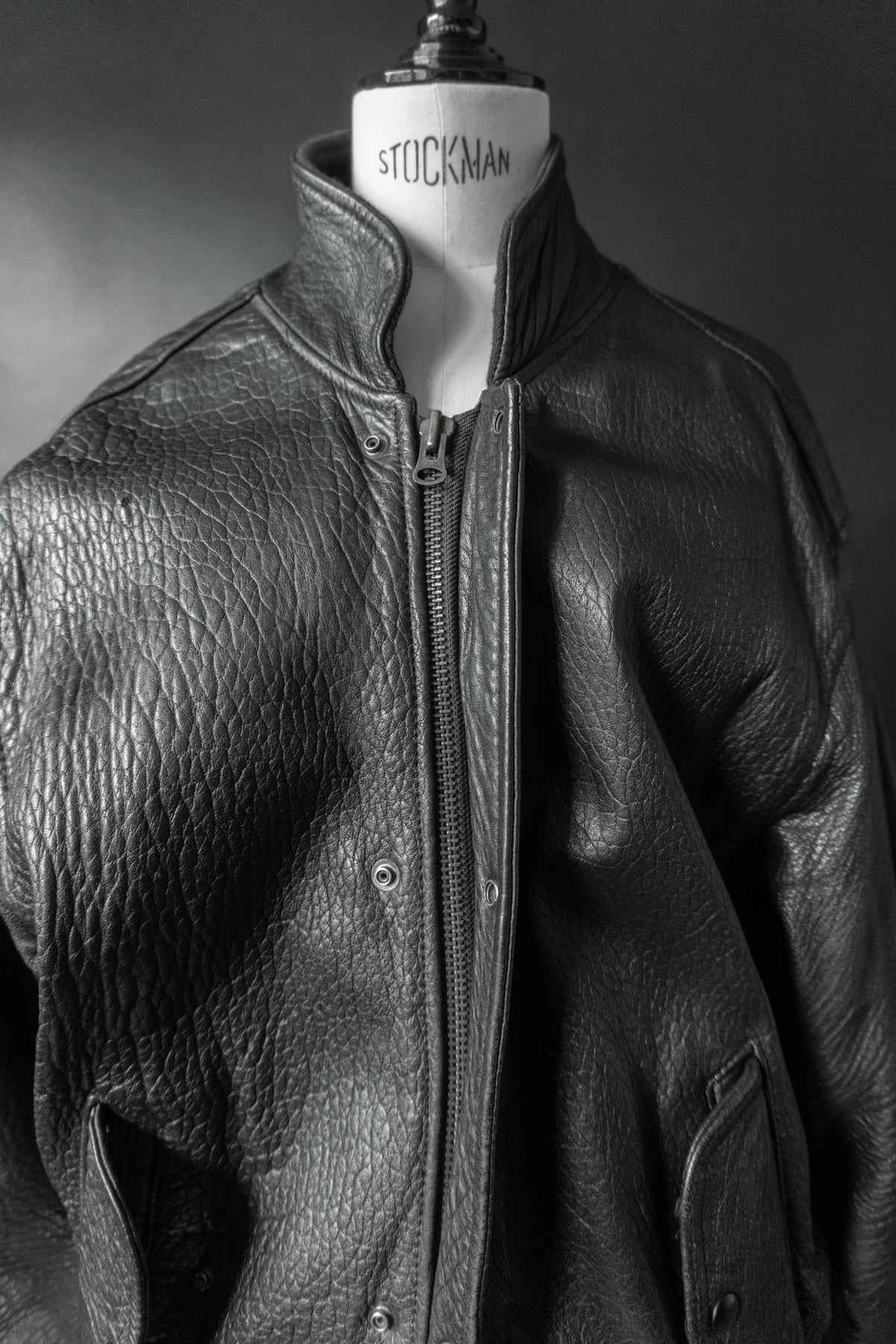 Vintage 80s Bomber Lederjacke, grained Leder, M–L
