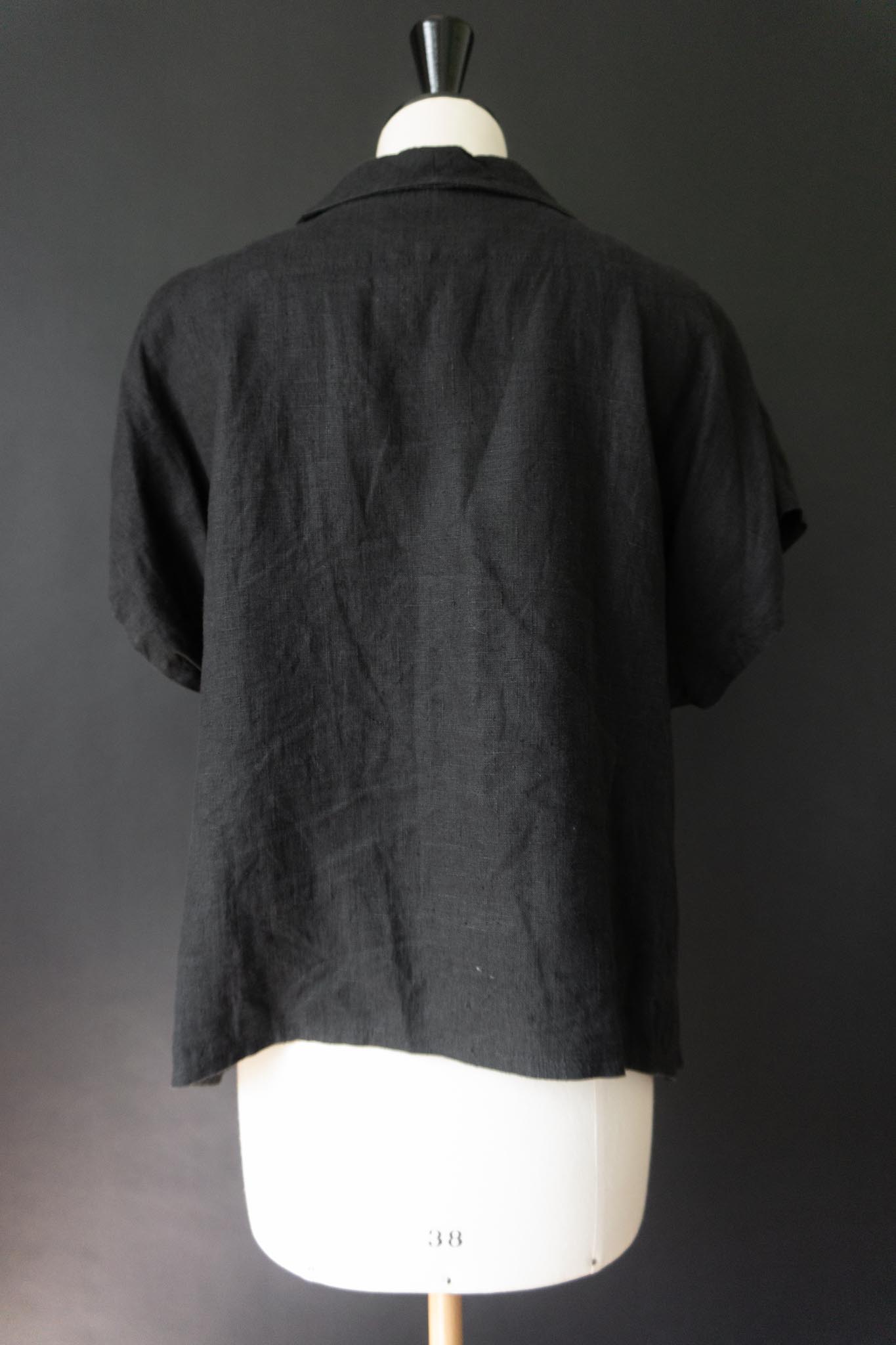 Vintage Avantgarde-Leinenbluse Asymmetrie, M–L