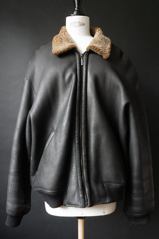 Vintage René Lezard Lammfell Fliegerjacke, M–L