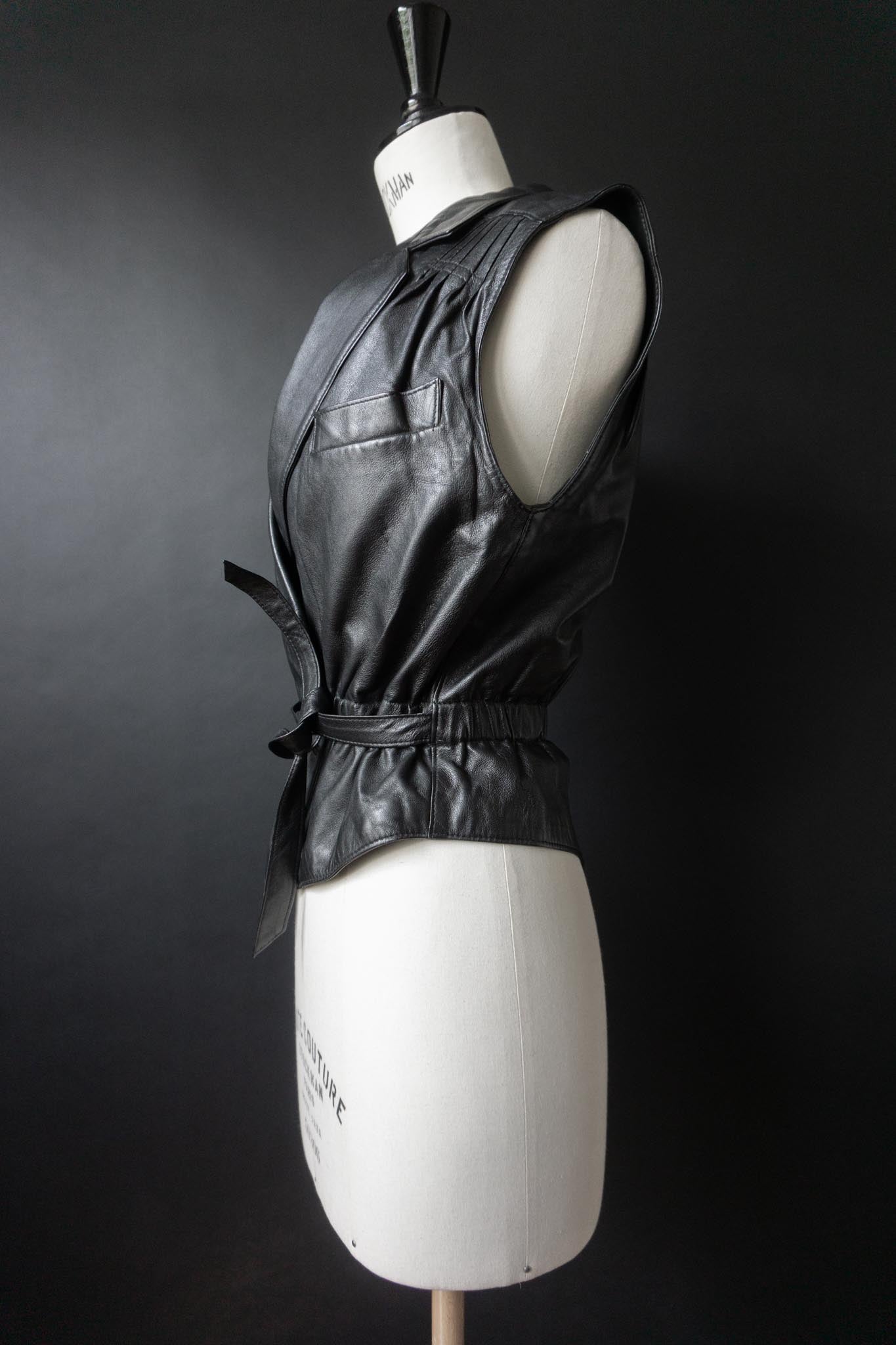 Vintage 80s Premium Lederweste, S–M