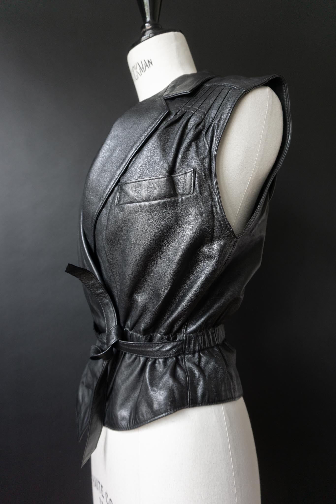 Vintage 80s Premium Lederweste, S–M