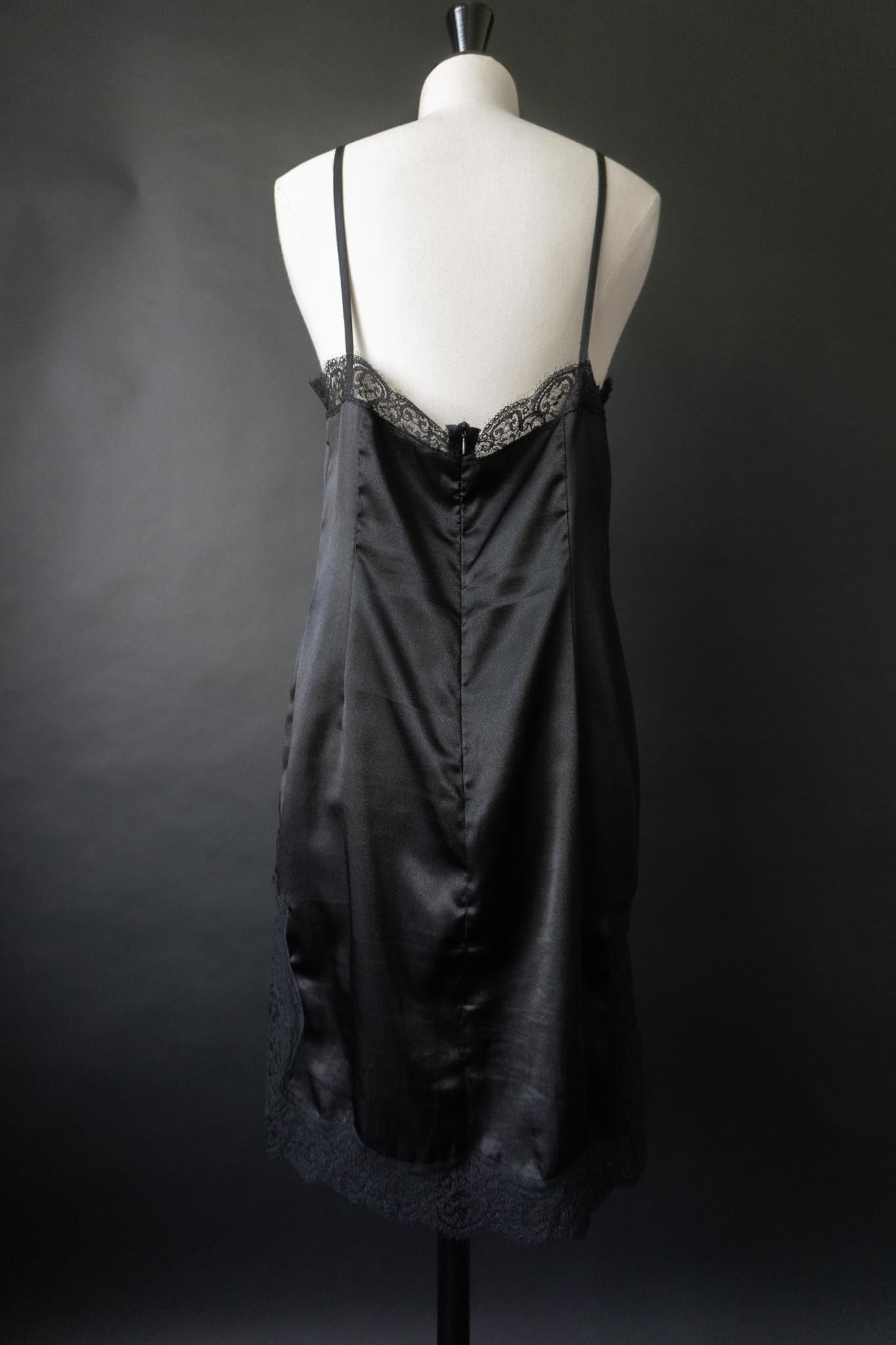 Y2K Dolce & Gabbana Slip Dress, Satin und Spitze, S–M