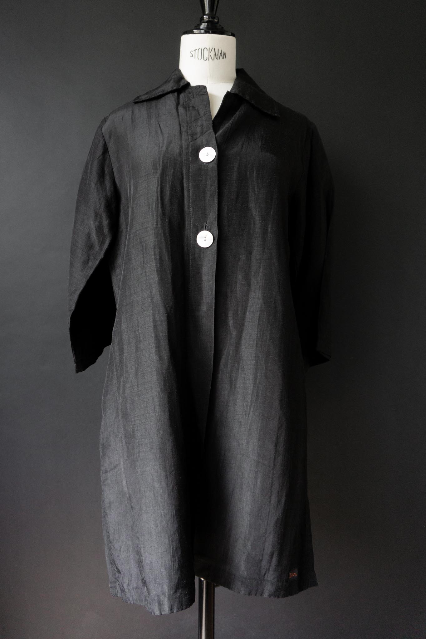 Vintage Bluse aus Leinen, Perlmuttknöpfe, S–M