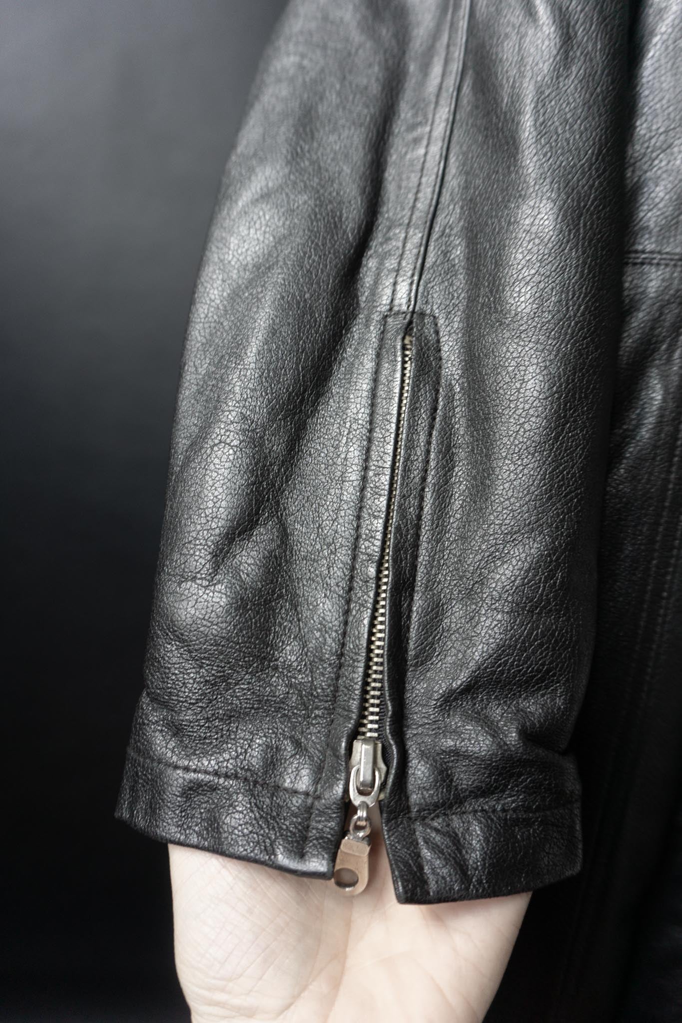 Vintage 90s Avantgarde Ledermantel, asymmetrisch, M–L