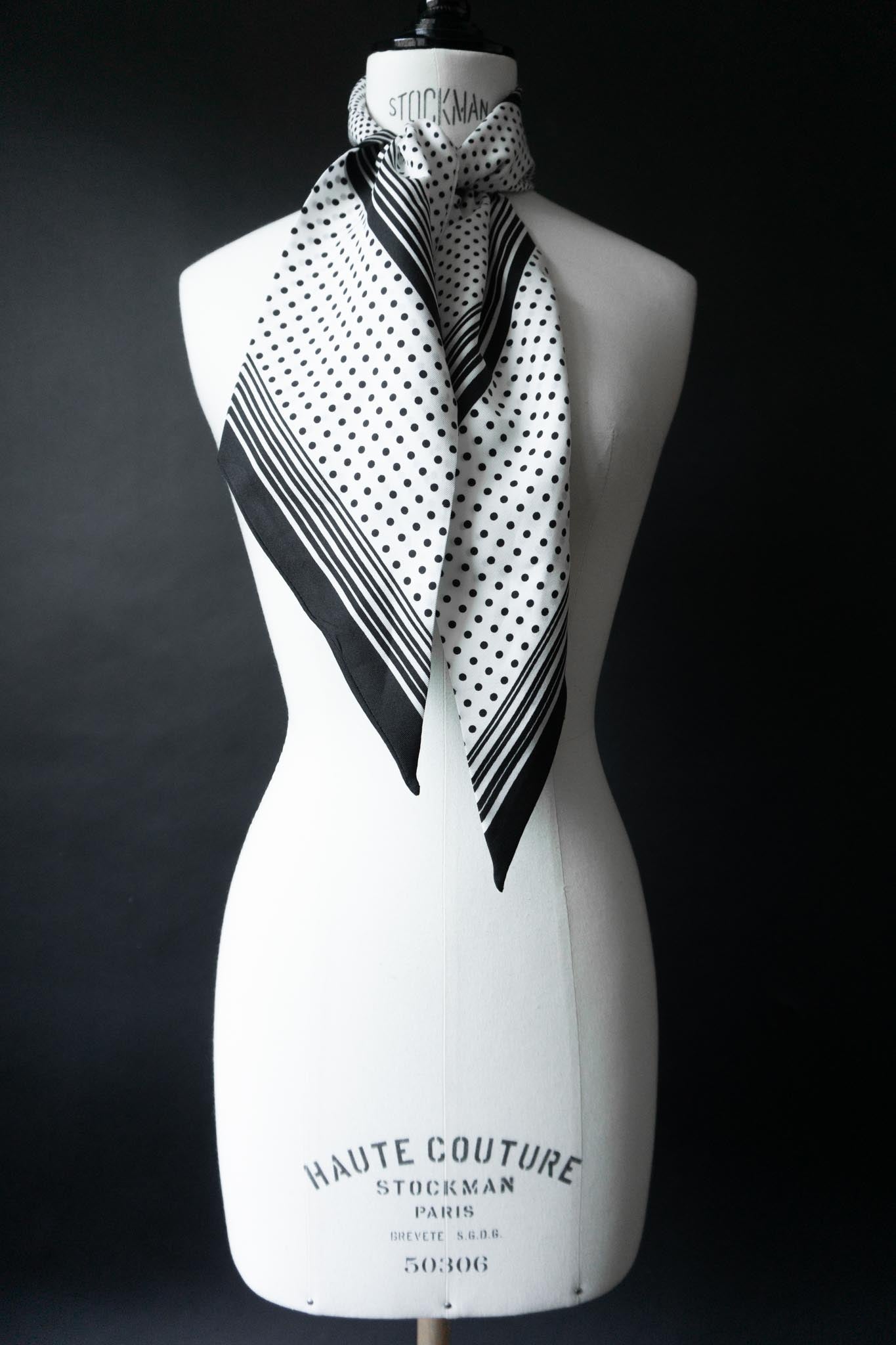 Schwarz-weißer Vintage Schal mit Polka Dots
