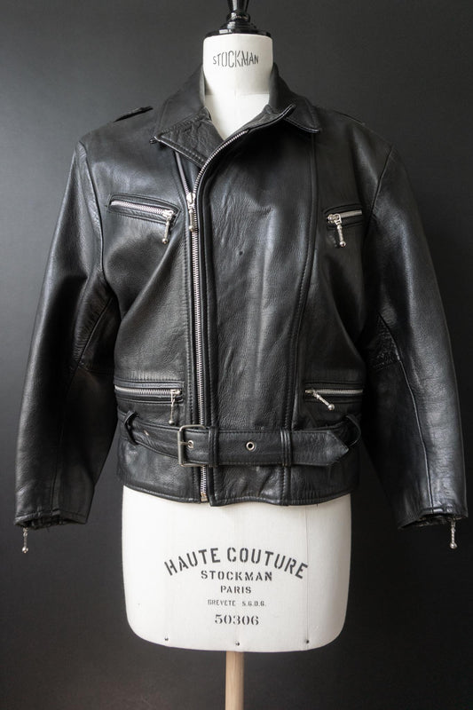 Vintage Bikerjacke, Nappaleder, Cropped, S–M