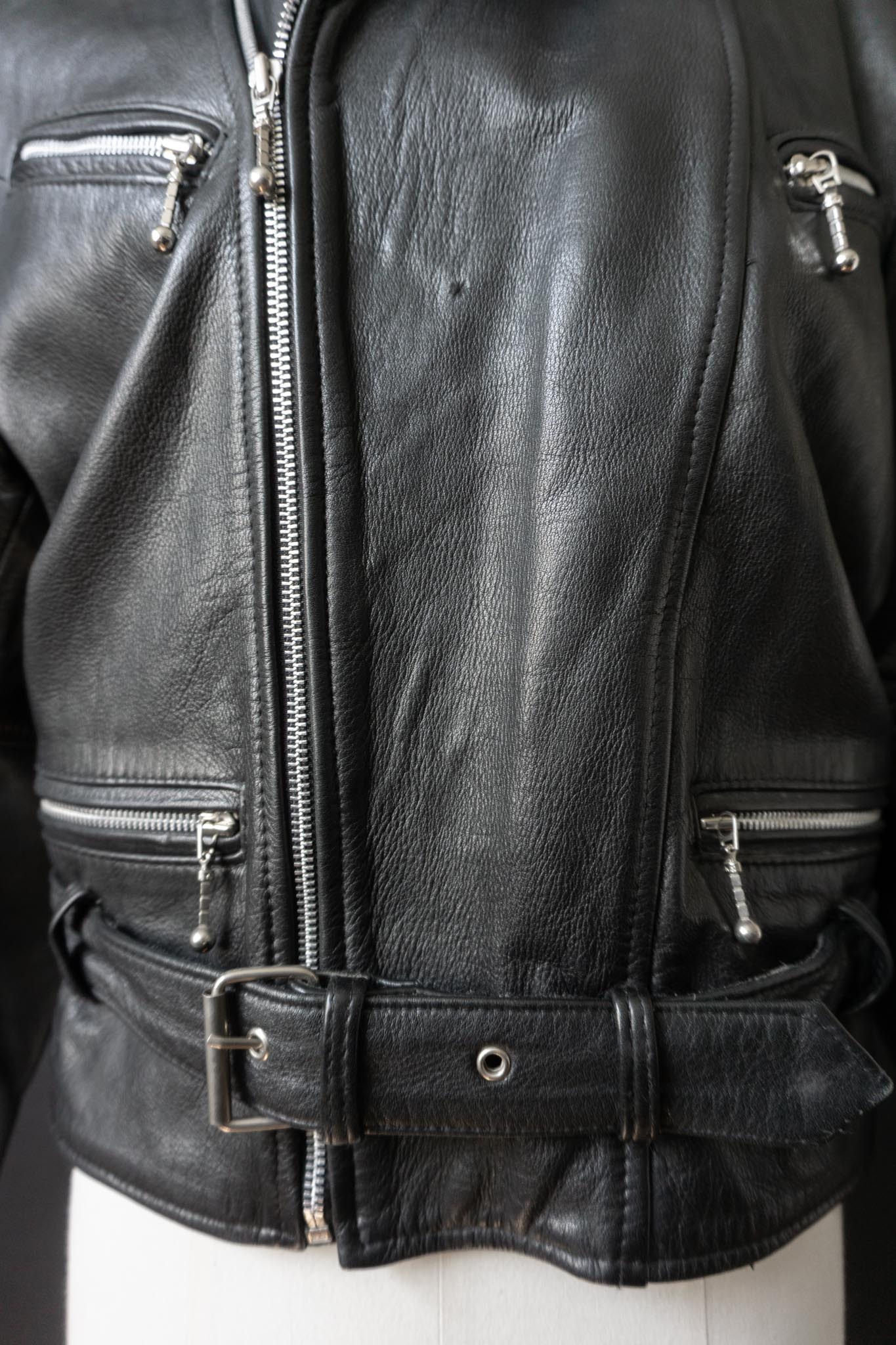 Vintage Bikerjacke, Nappaleder, Cropped, S–M