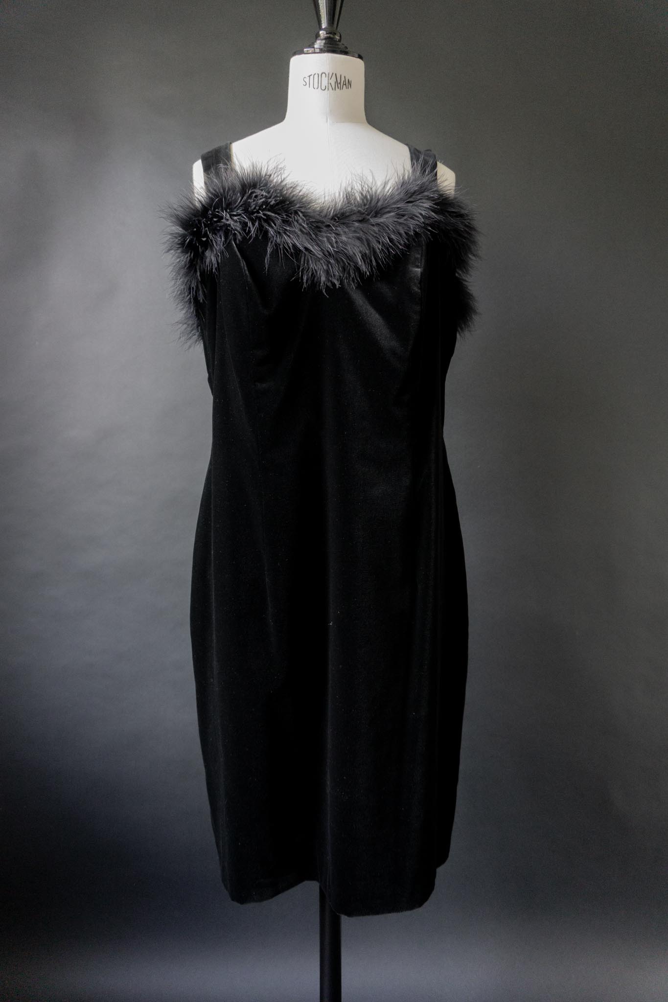 Vintage Clueless Samtkleid, Federn & Samt, M–L