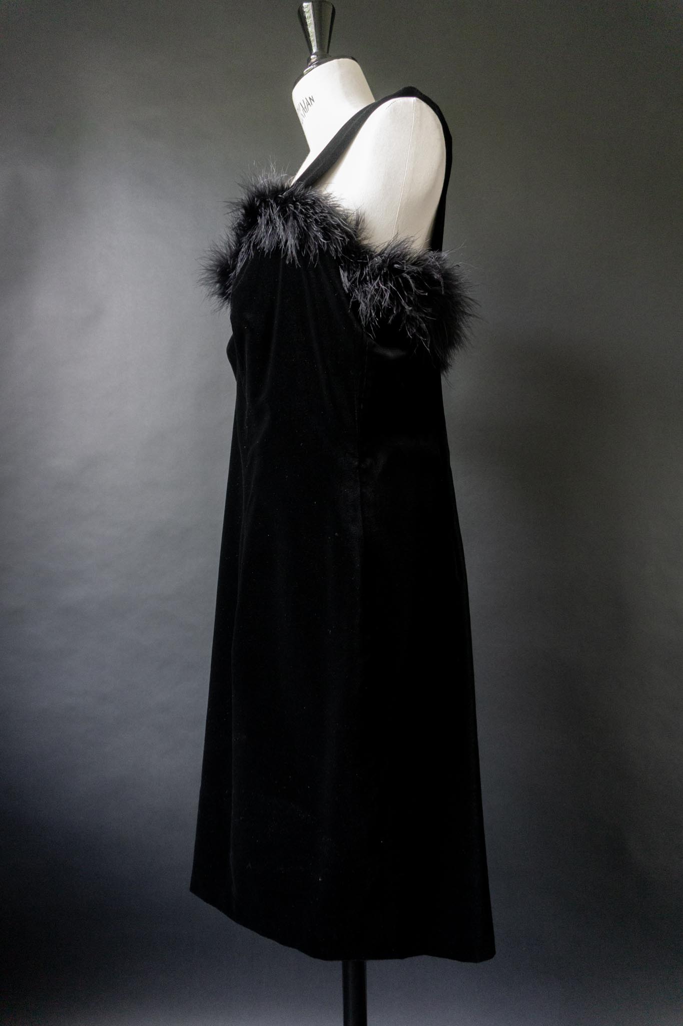 Vintage Clueless Samtkleid, Federn & Samt, M–L