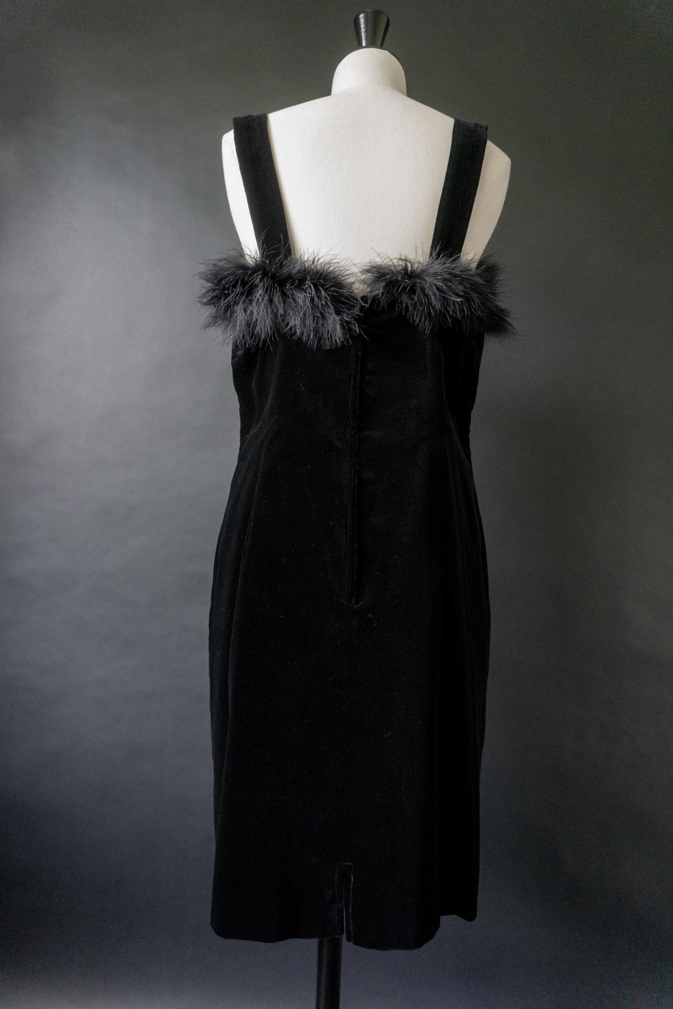 Vintage Clueless Samtkleid, Federn & Samt, M–L