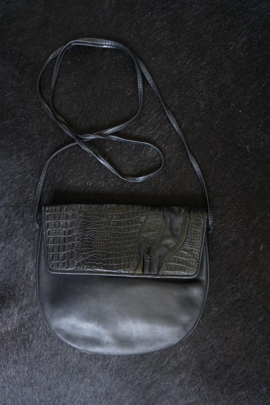 Vintage Ledertasche aus den 80ern mit Kroko-Prägung