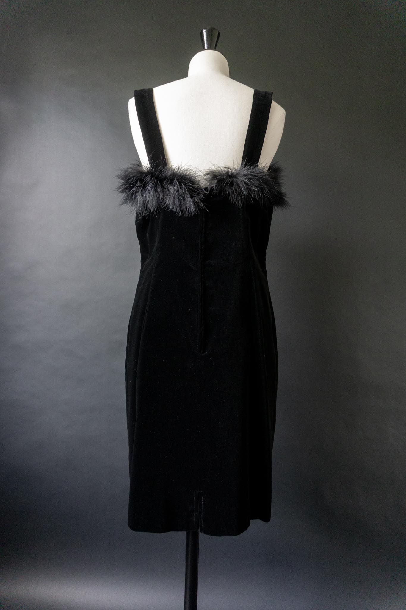 Vintage Clueless Samtkleid, Federn & Samt, M–L