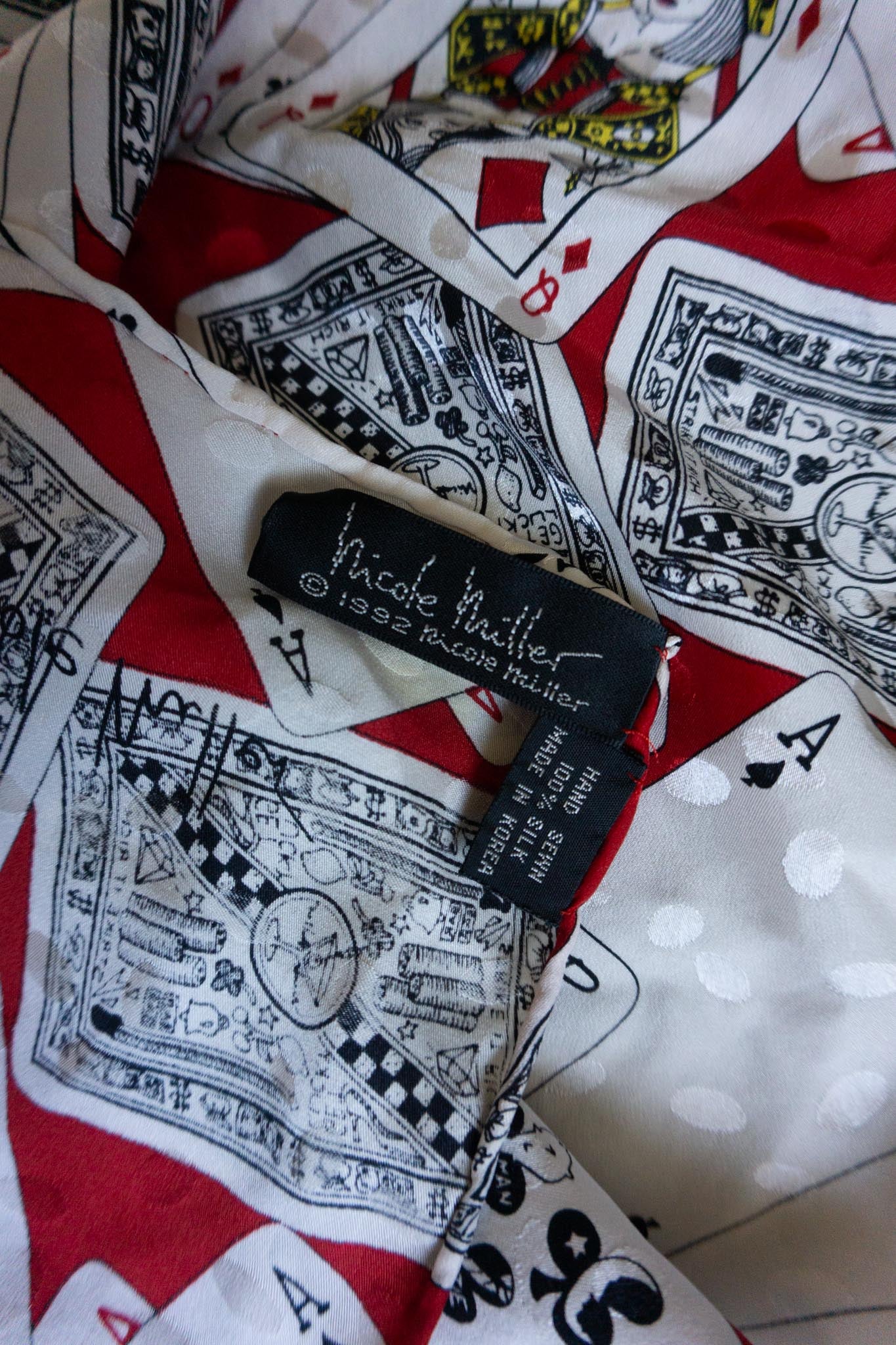Vintage Seidentuch „Playing Cards“ von 1992