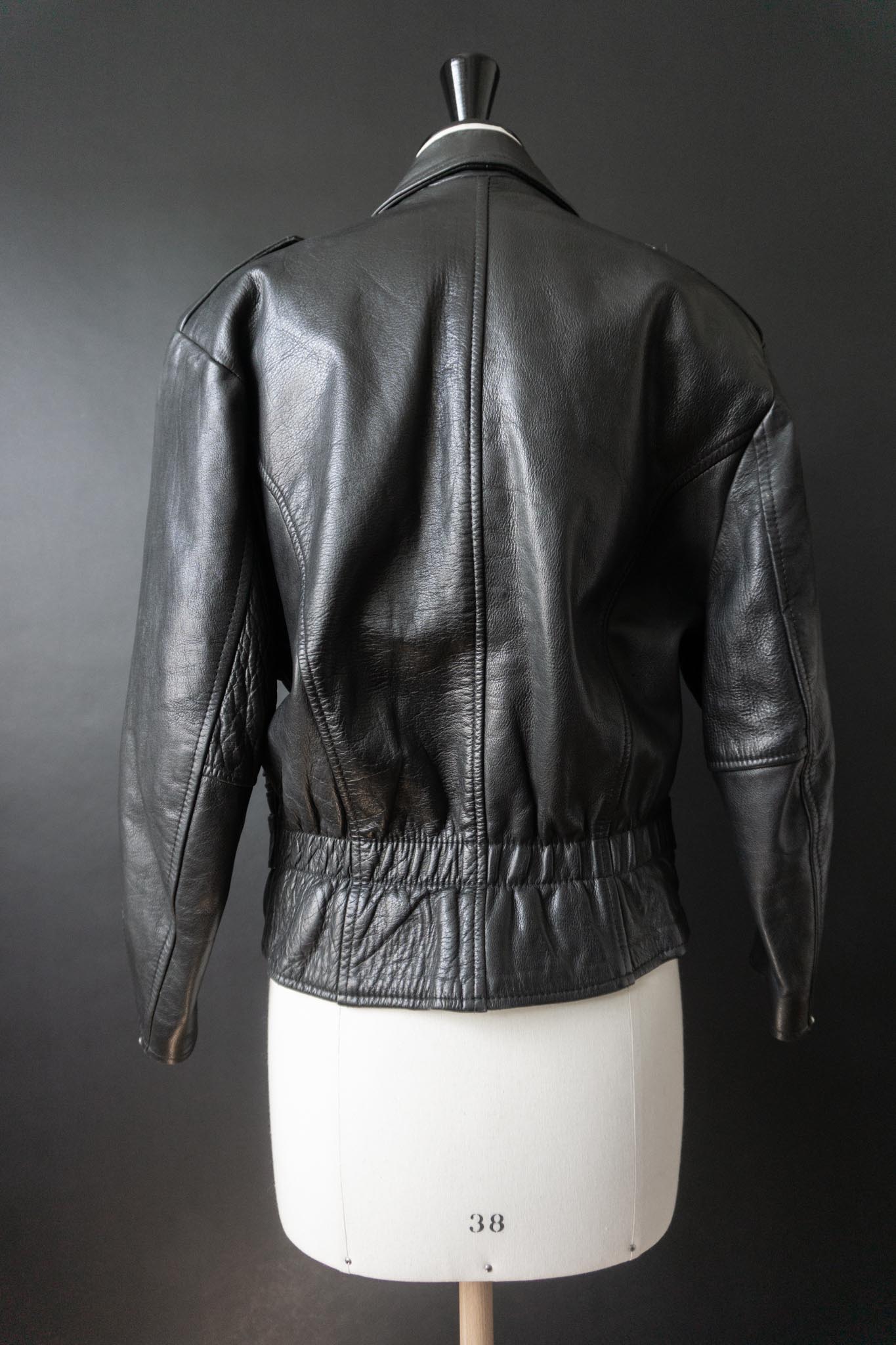 Vintage Bikerjacke, Nappaleder, Cropped, S–M