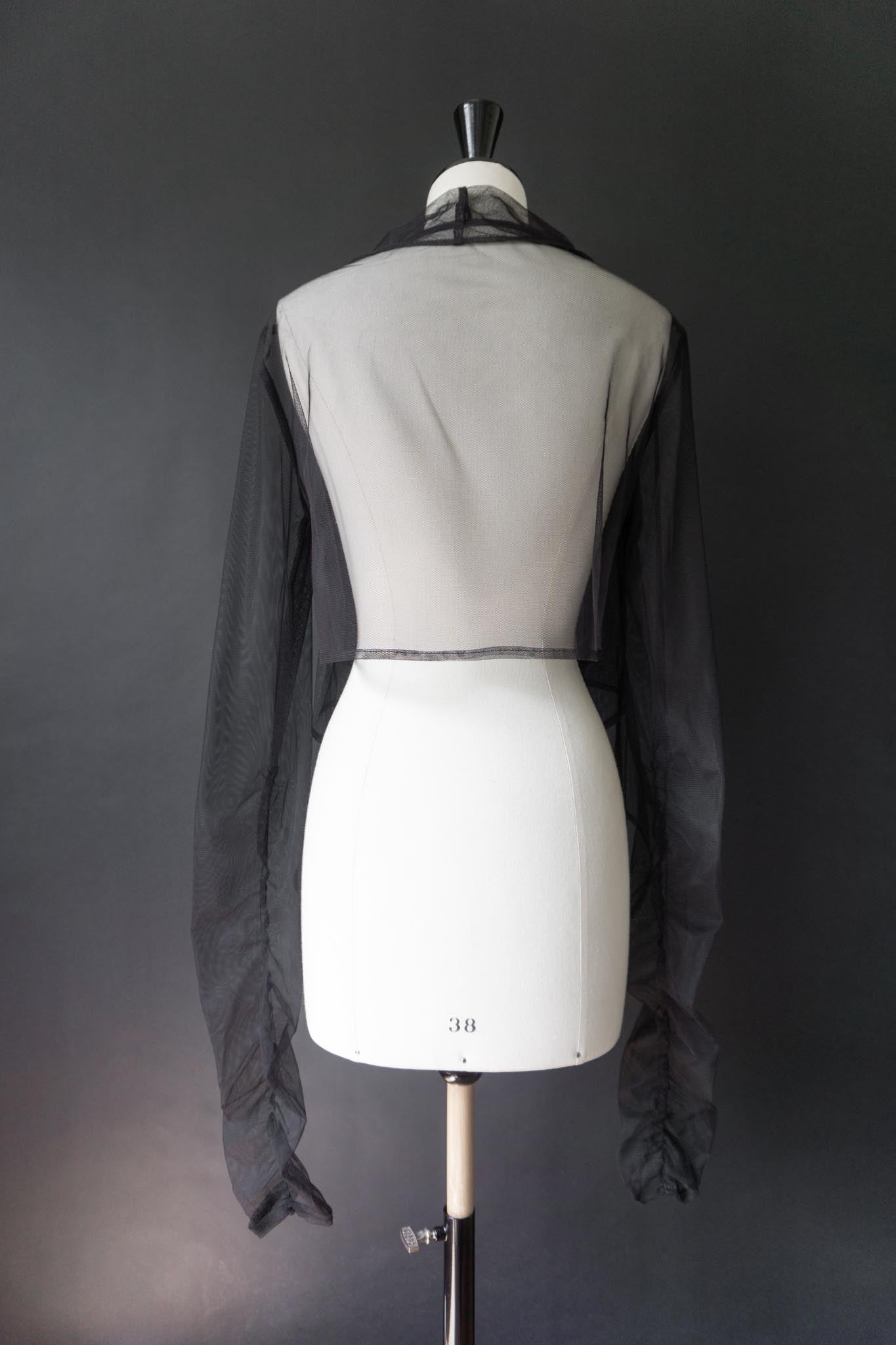 Mesh-Jäckchen mit Bindedetail, Layering Piece, S–M