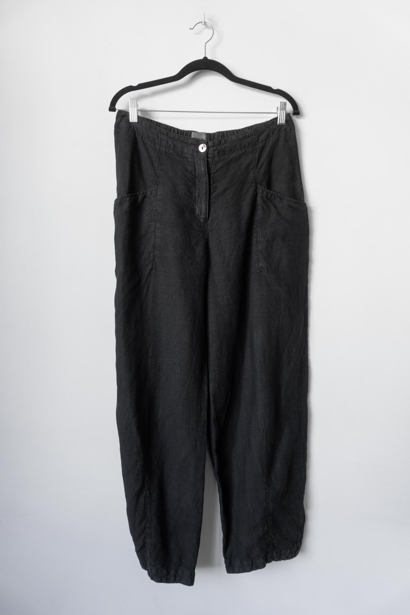 Vintage Leinenhose OSKA, Schwarz, M–L