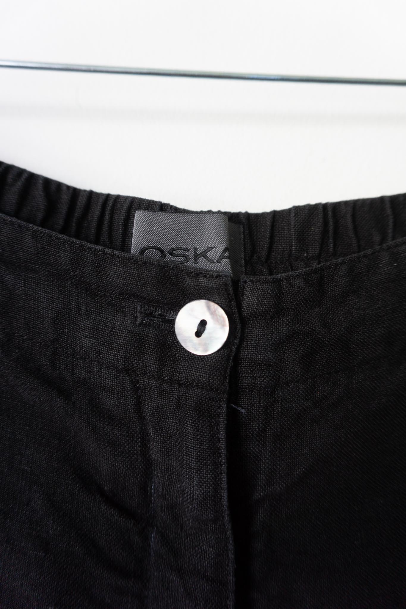 Vintage Leinenhose OSKA, Schwarz, M–L